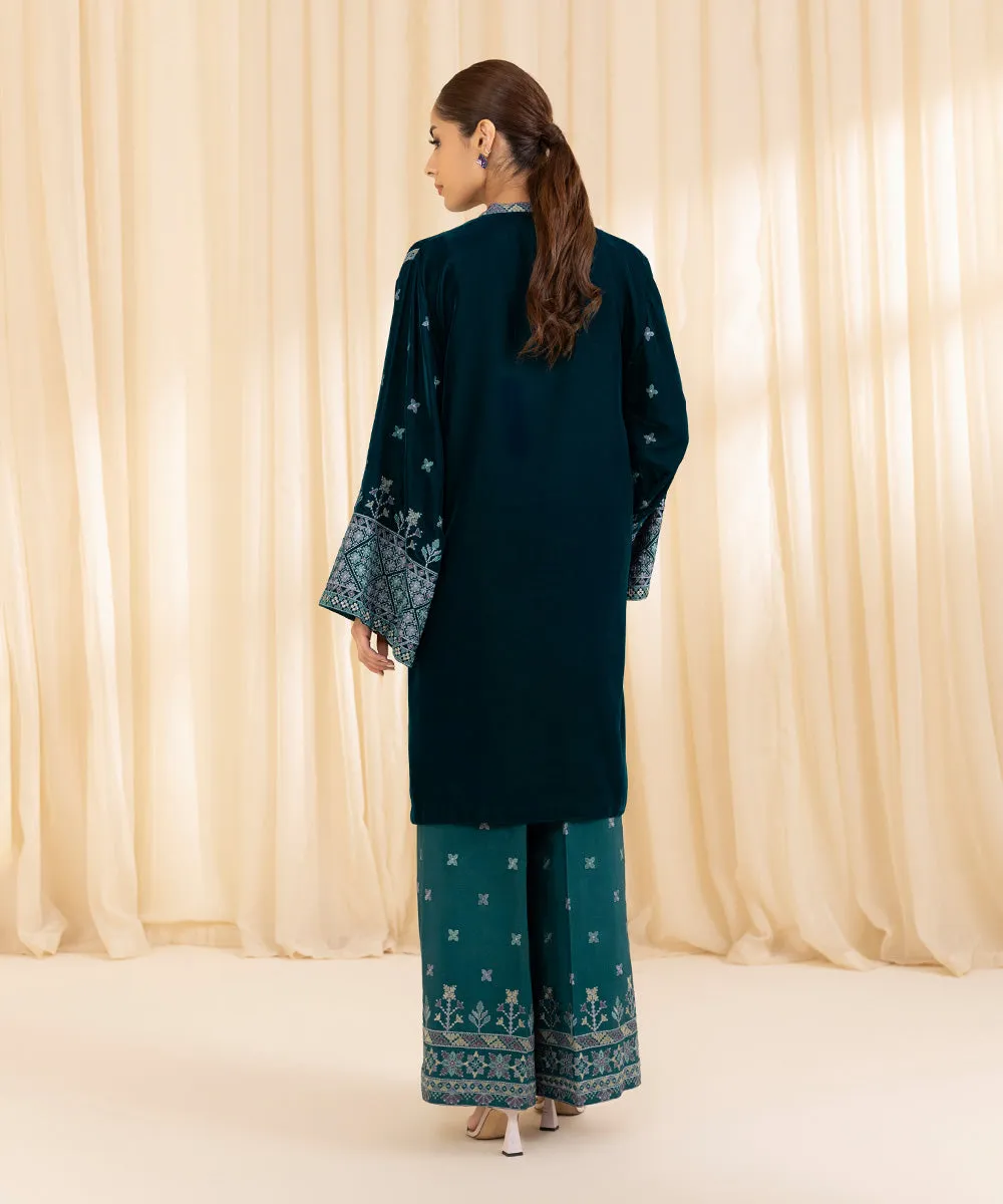 2 Piece - Embroidered Velvet Suit