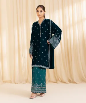 2 Piece - Embroidered Velvet Suit