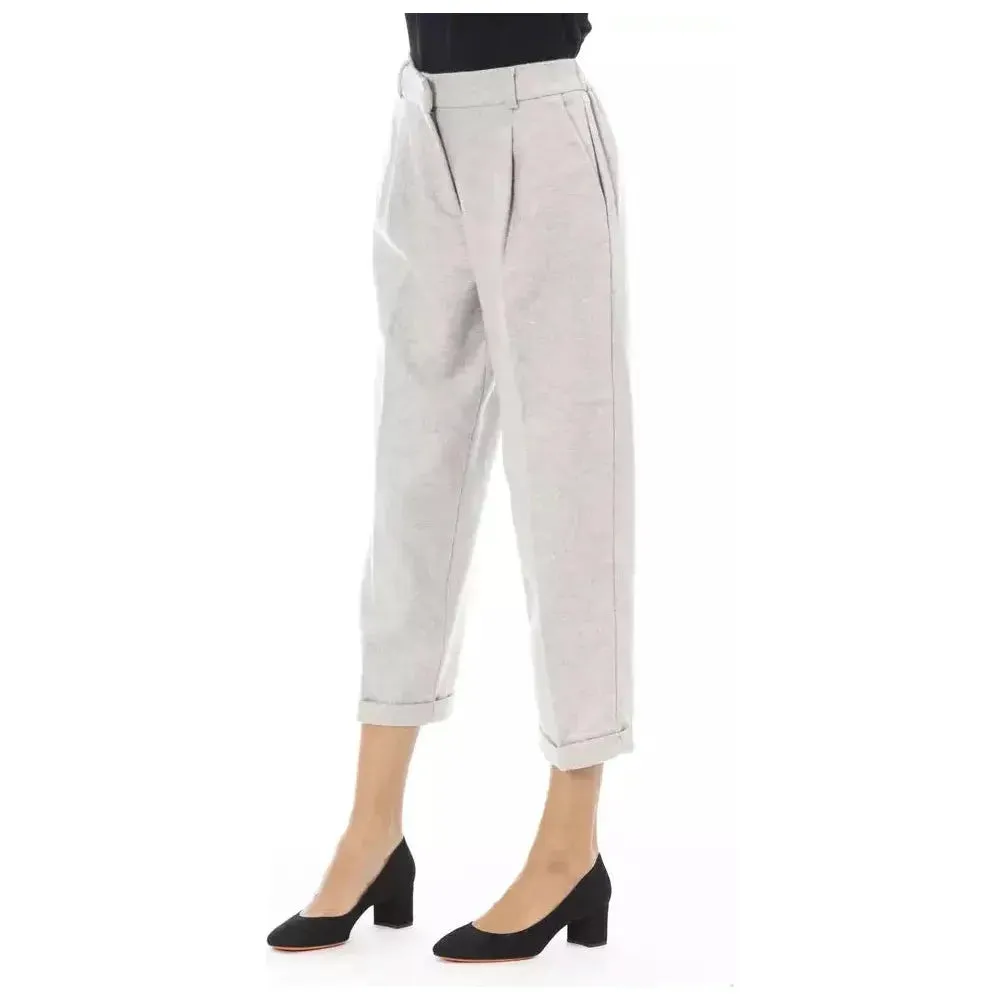 Alpha Studio Gray Wool Women Trouser