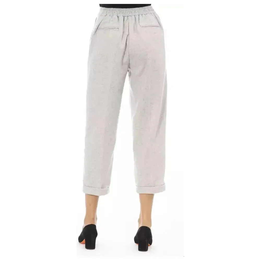 Alpha Studio Gray Wool Women Trouser