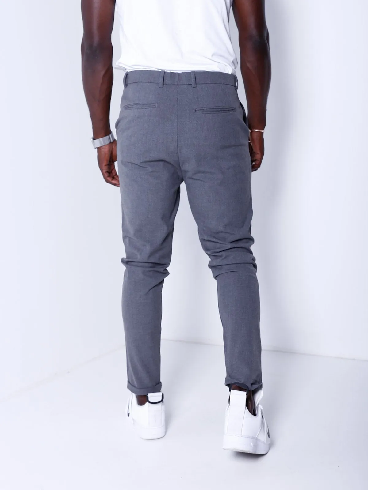 Ankle Pants w/ FREE Leather Accessory - Dark Gray