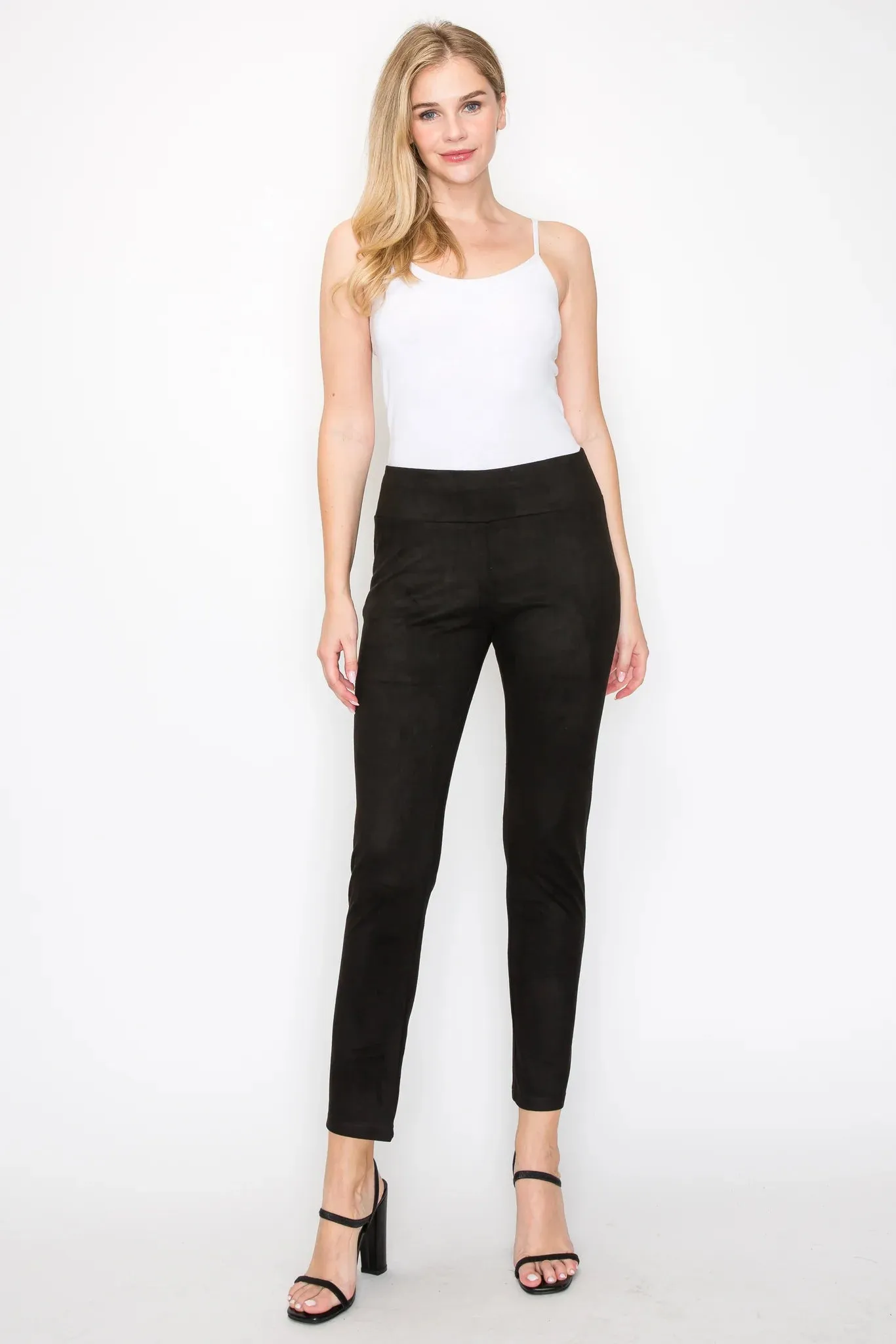 Annelise Stretch Suede Pants in Charcoal by Joh