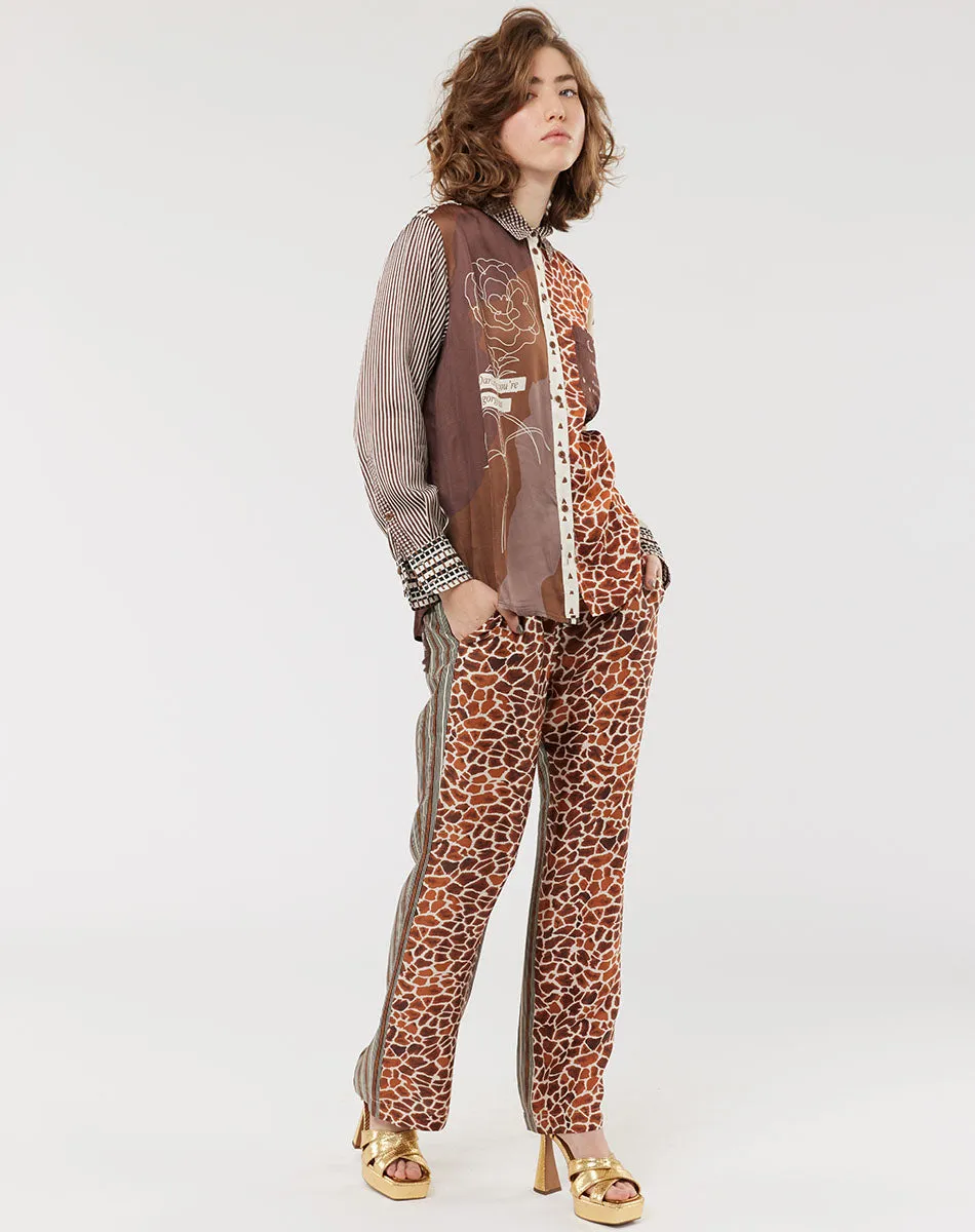 Bailey Straight Leg Chocolate Printed Pants