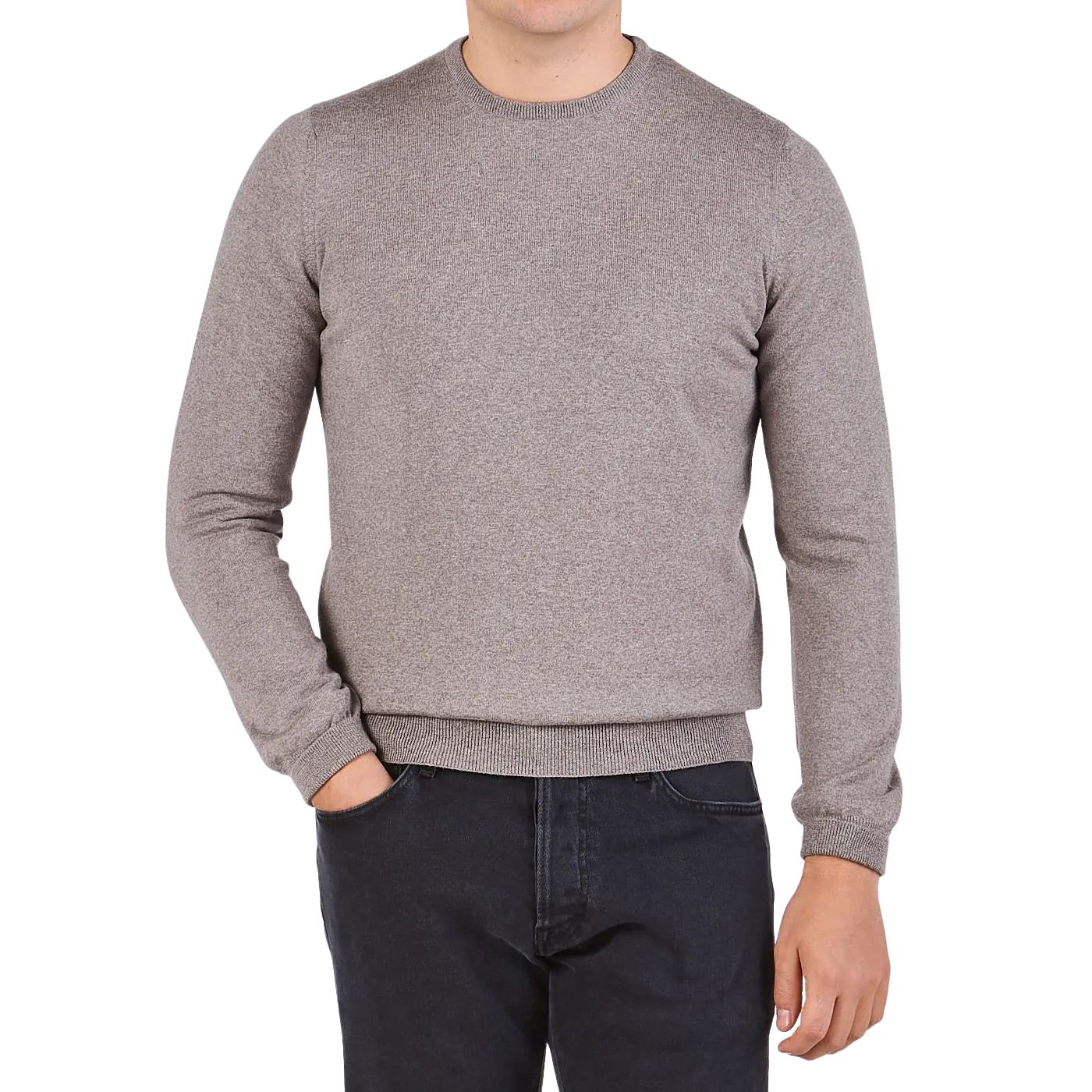 Beige Extra Fine Merino Crew Neck