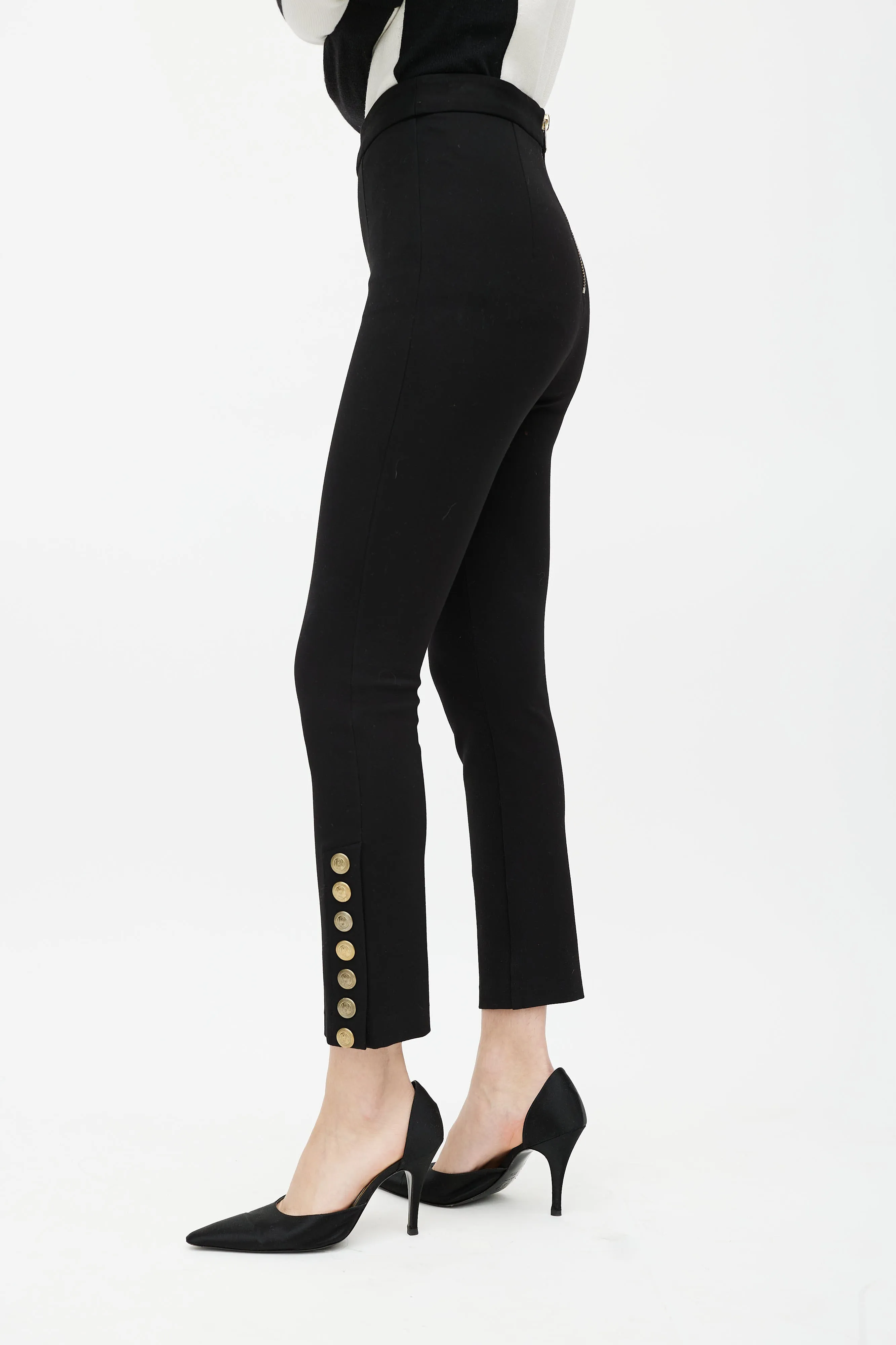 Black & Gold Button Trouser