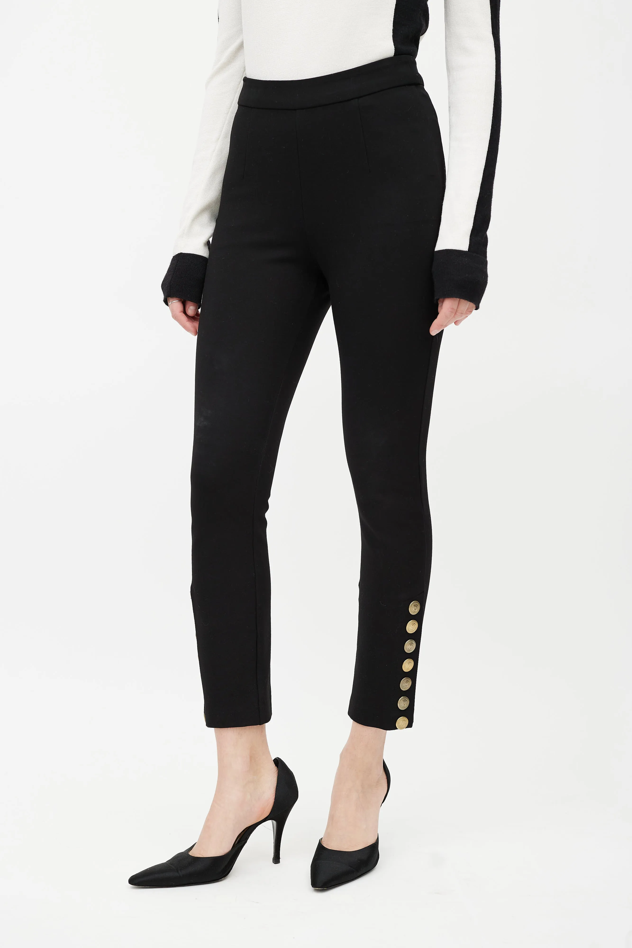 Black & Gold Button Trouser