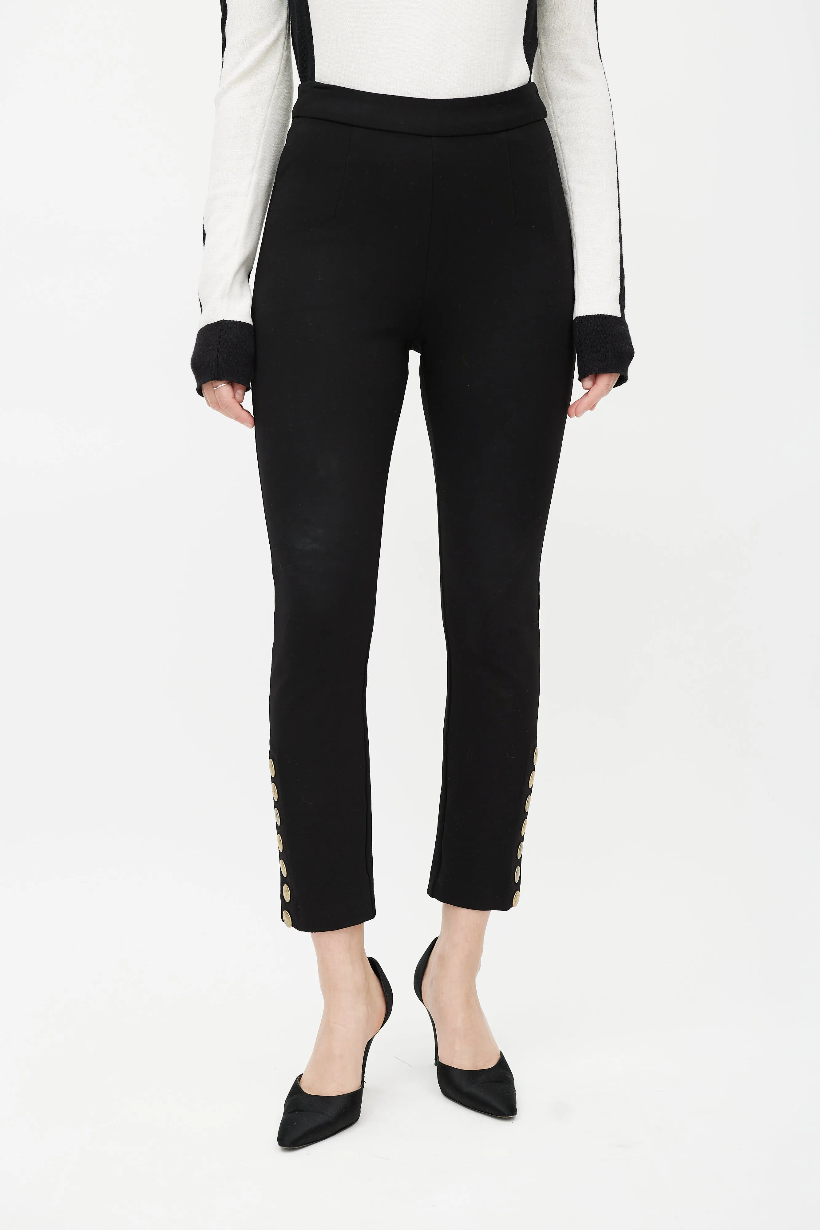 Black & Gold Button Trouser