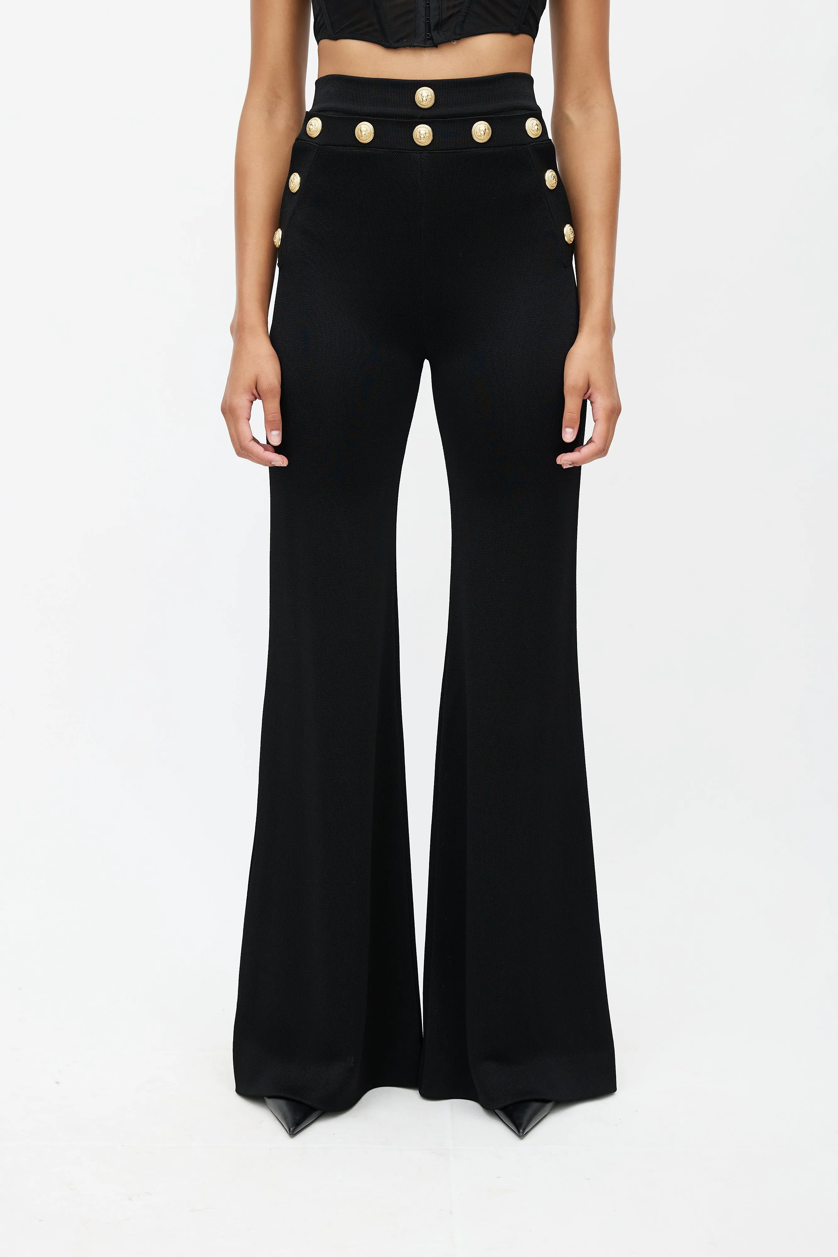 Black & Gold Knit Wide Leg Trouser