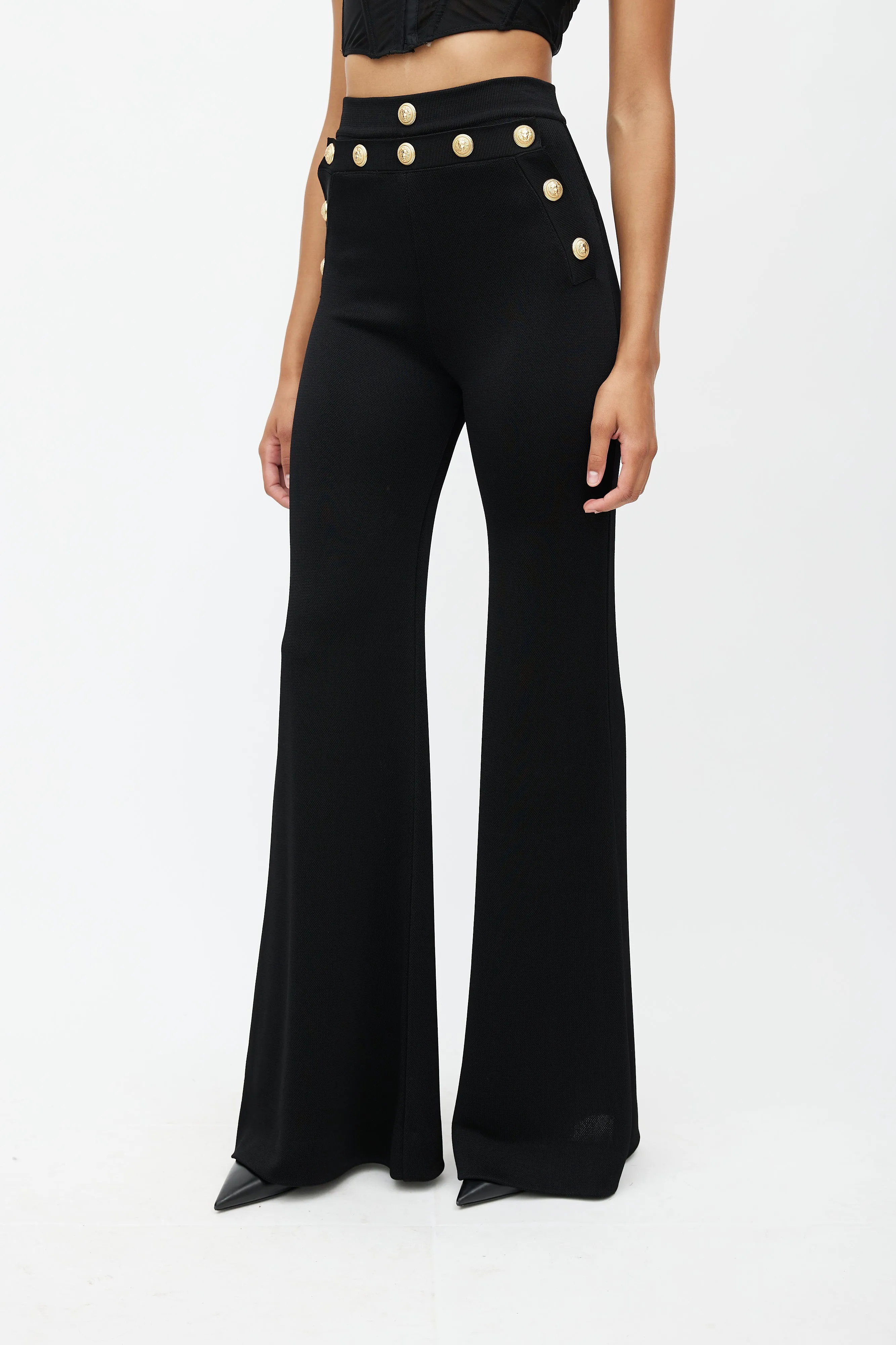 Black & Gold Knit Wide Leg Trouser