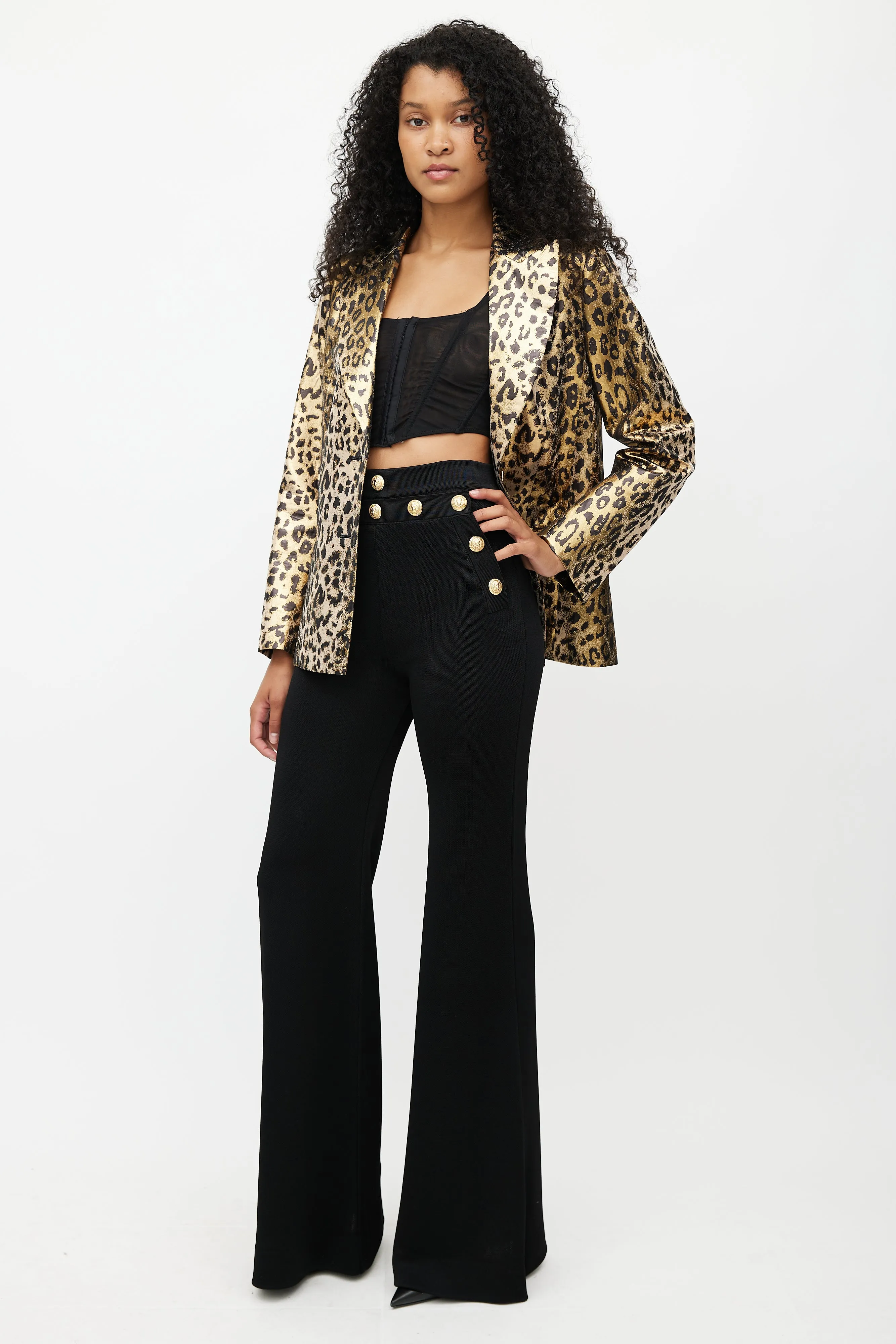 Black & Gold Knit Wide Leg Trouser