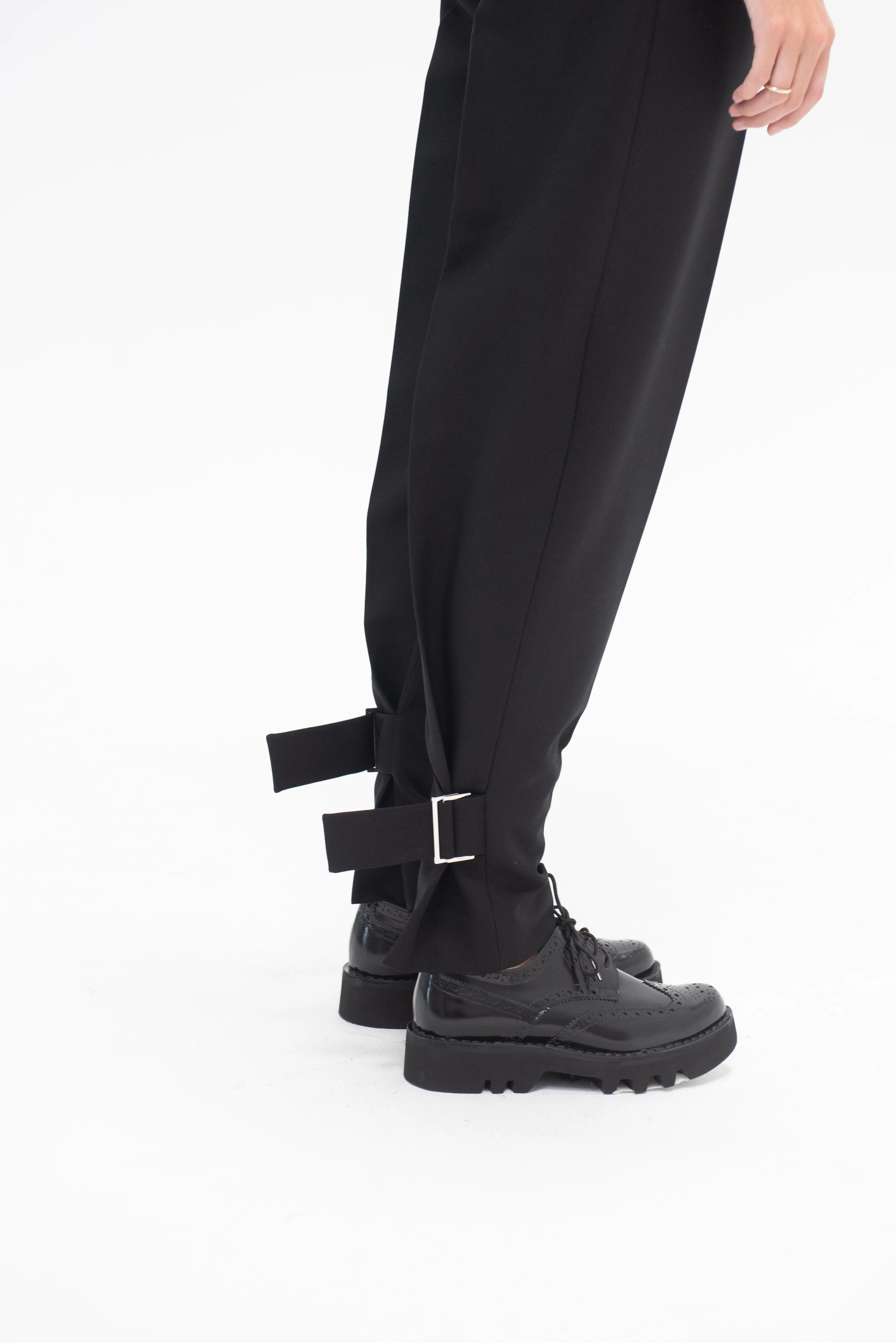 Buckled Slouch Trousers, Black