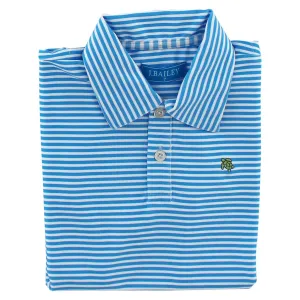 Capri Blue Stripe Performance Polo Shirt