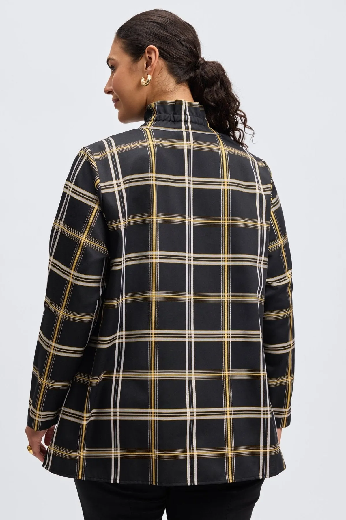 Carolina Plus No Iron Gold & Silver Lurex Plaid Shirt Jacket