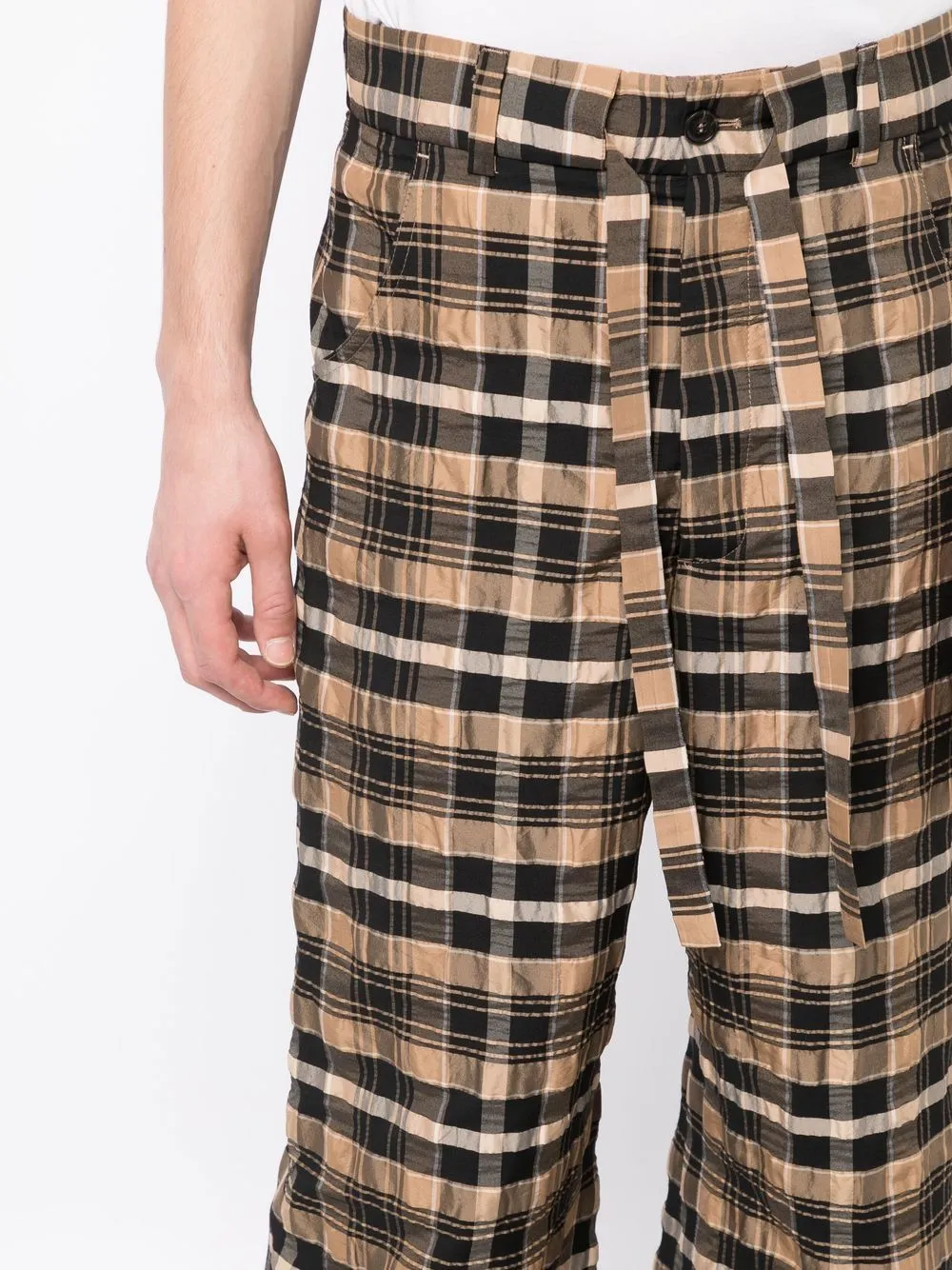 Check-Print Straight-Leg Trousers