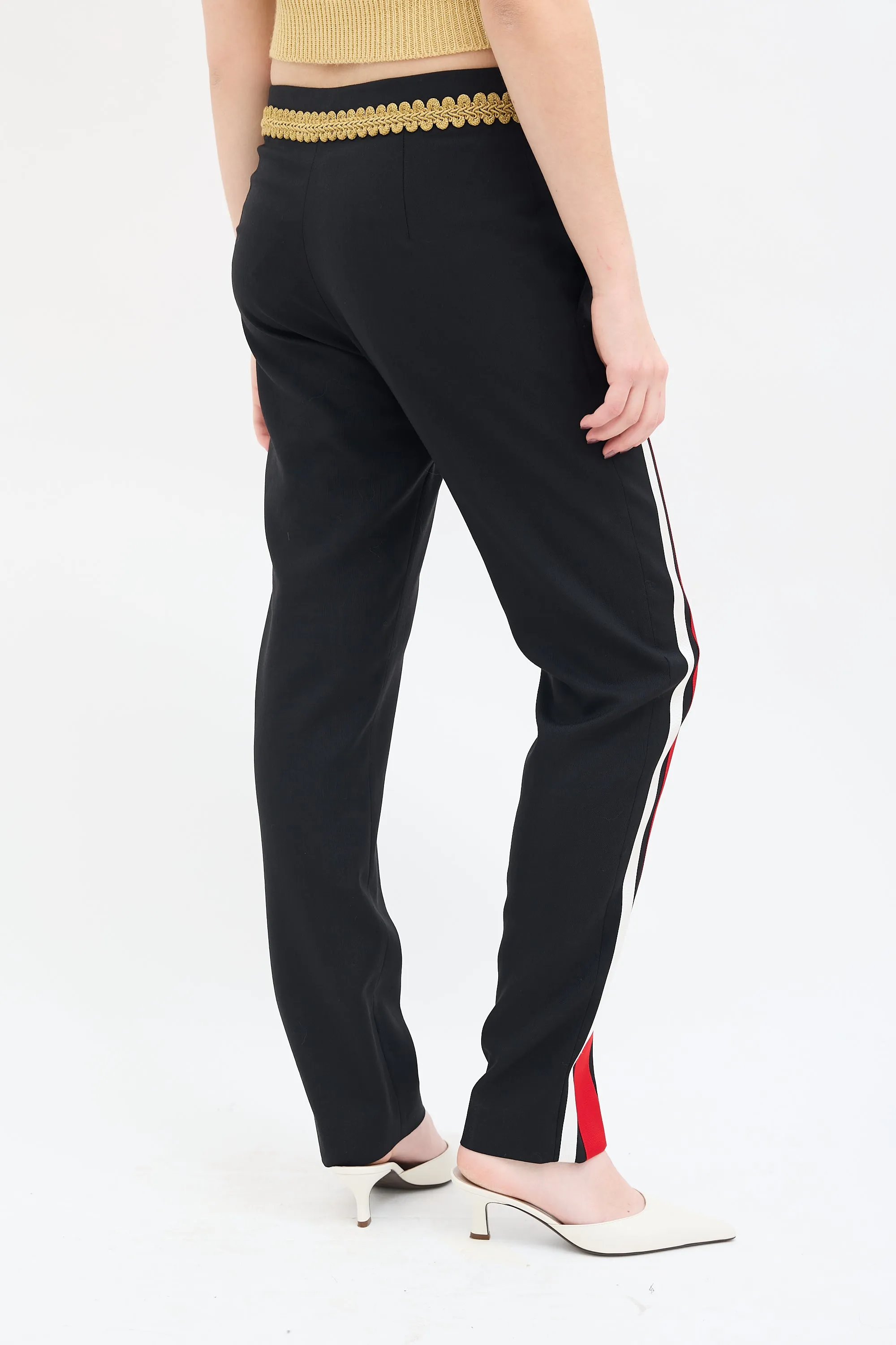 Couture Black & Multi Embellished Slim Trouser