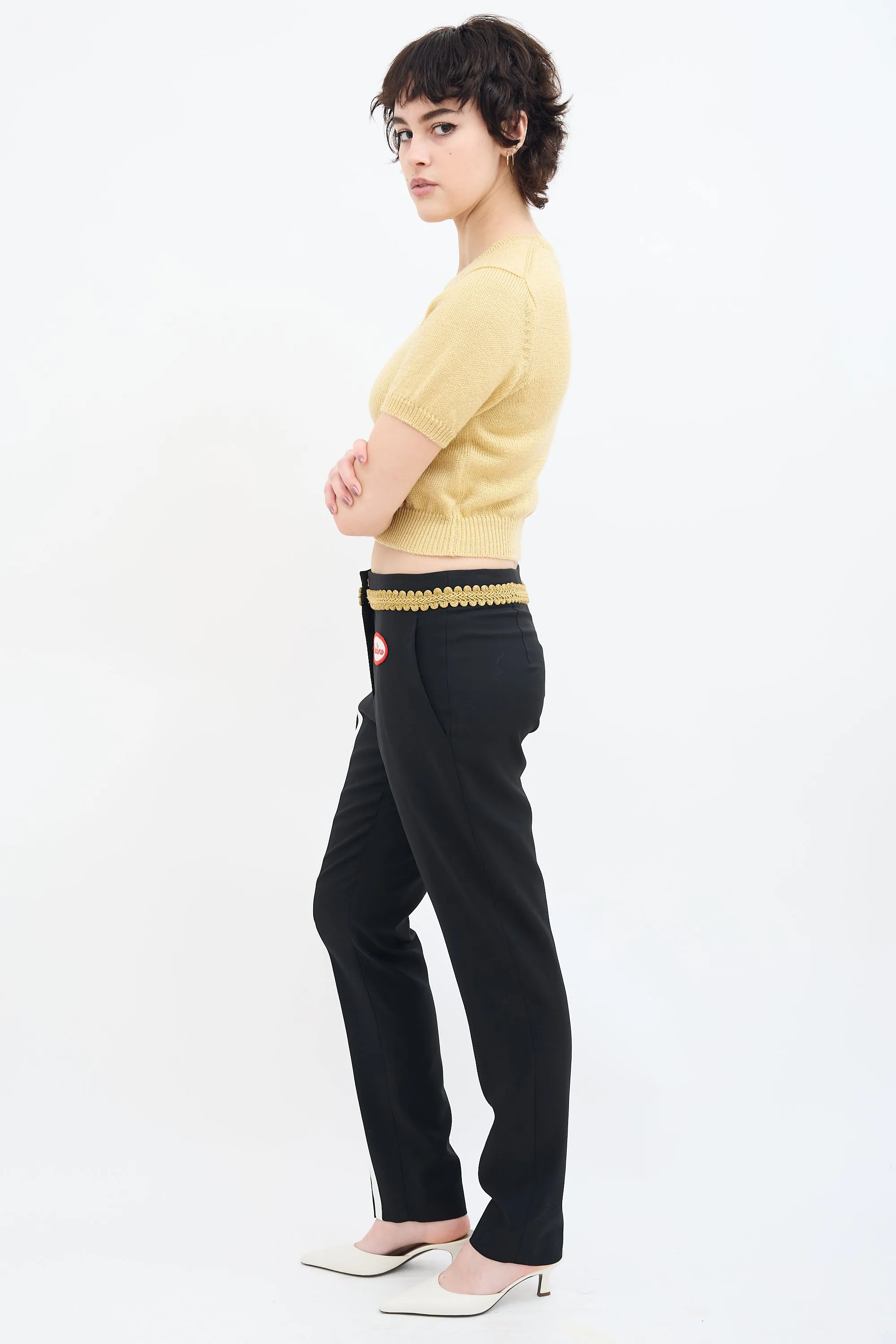 Couture Black & Multi Embellished Slim Trouser