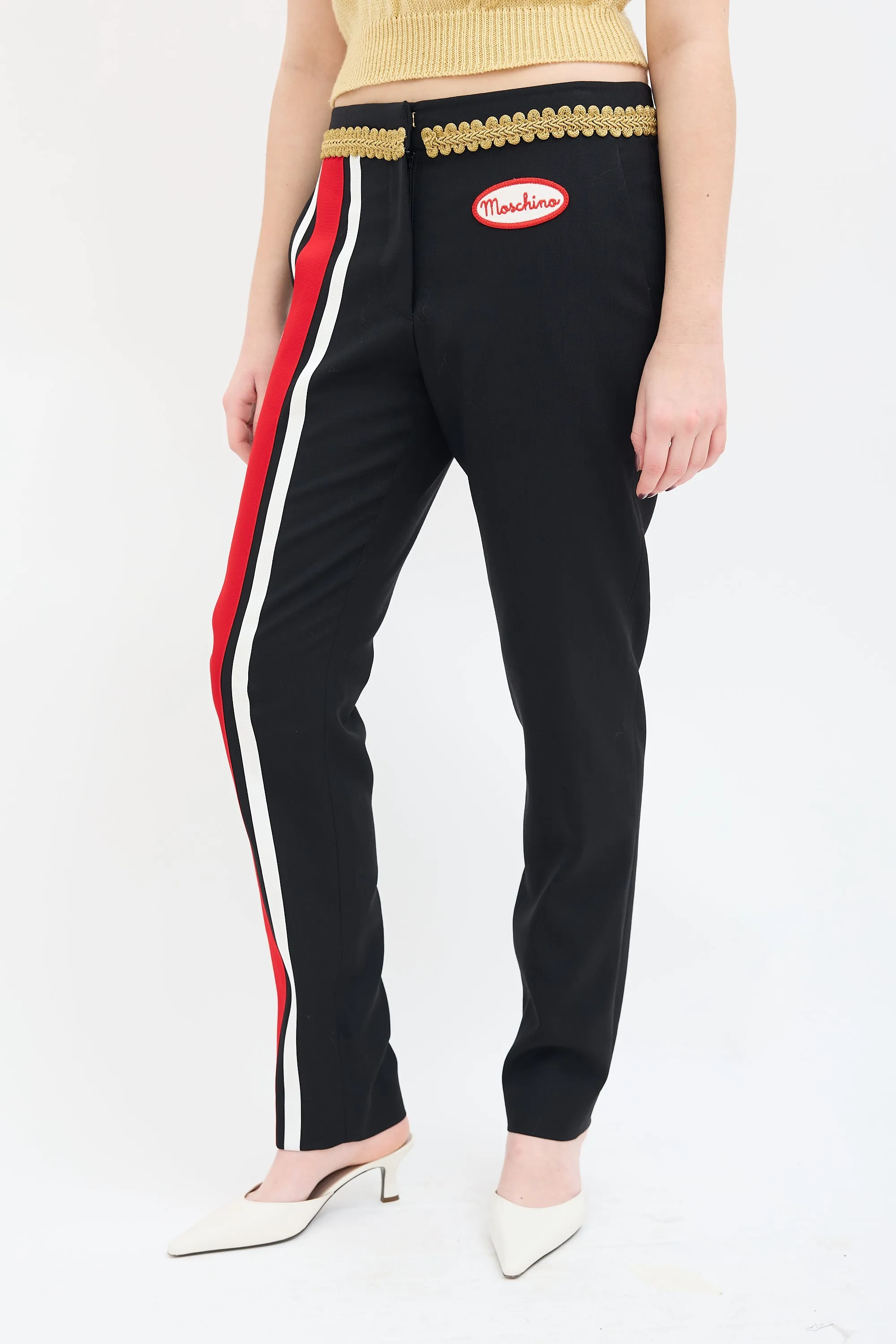 Couture Black & Multi Embellished Slim Trouser