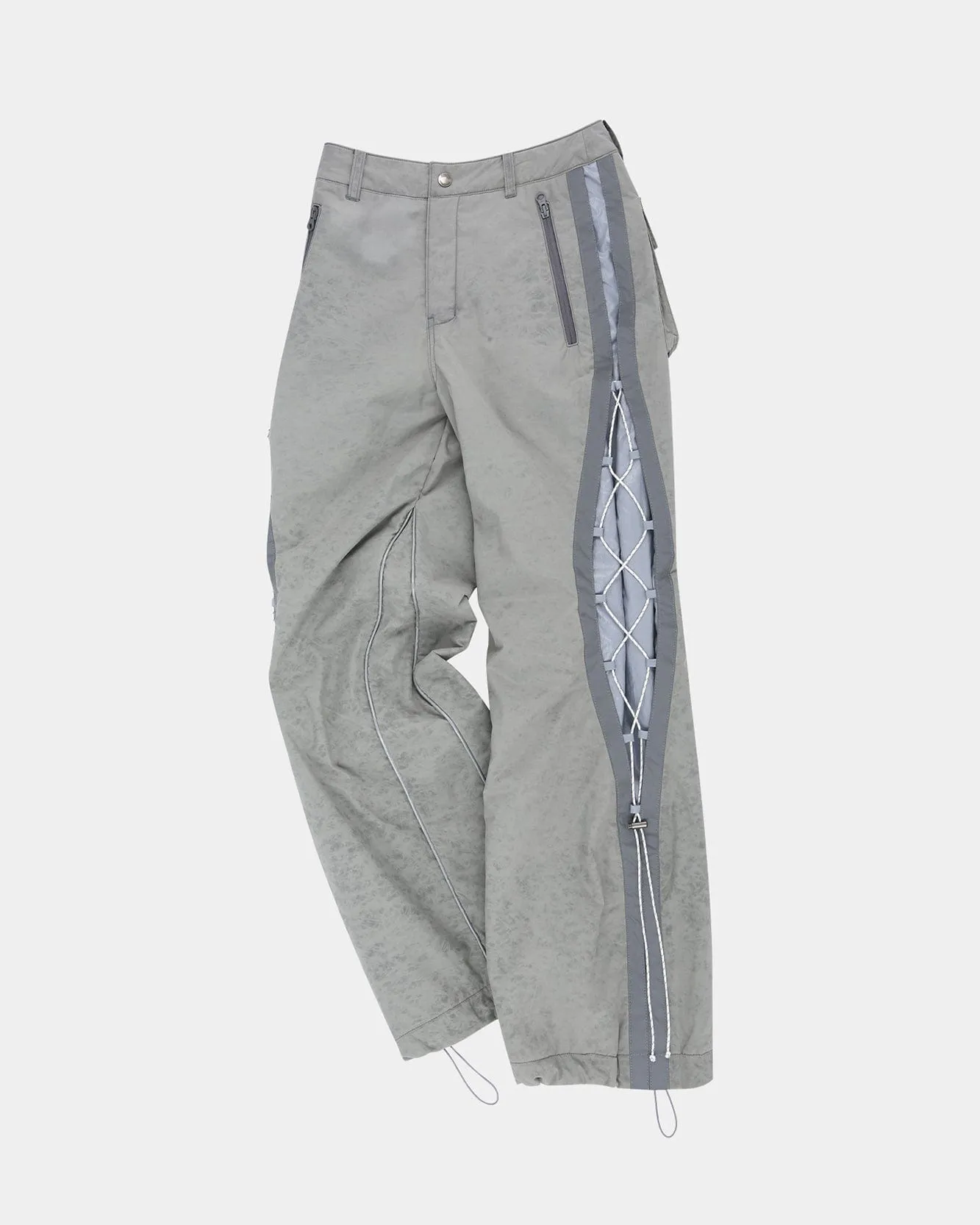 CRACK PADDED LACE-UP WIDE PANTS apa770w(GREY)