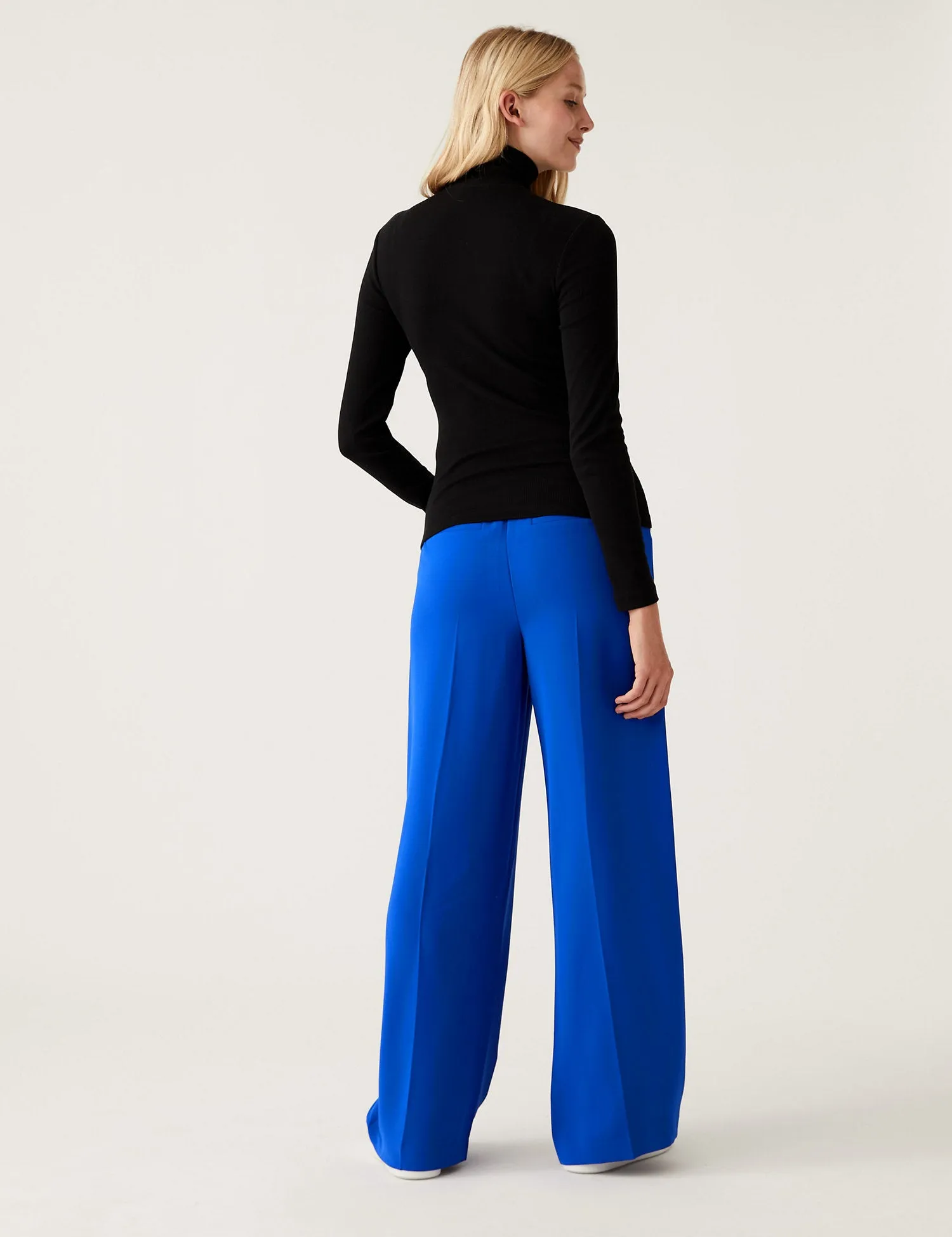 Crepe Drawstring Wide Leg Trousers