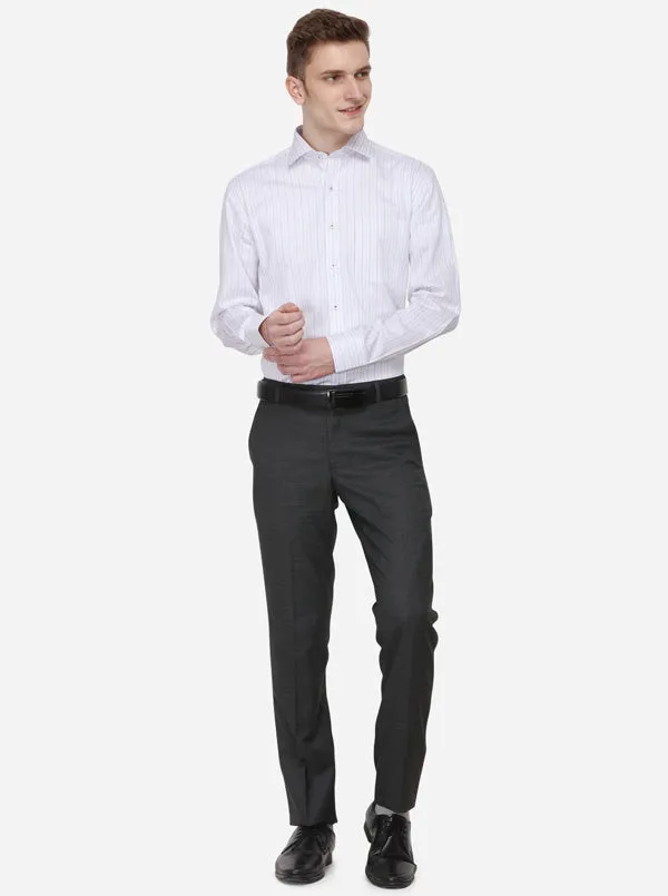 Dark Grey Checked Slim Fit Formal Trouser | Greenfibre