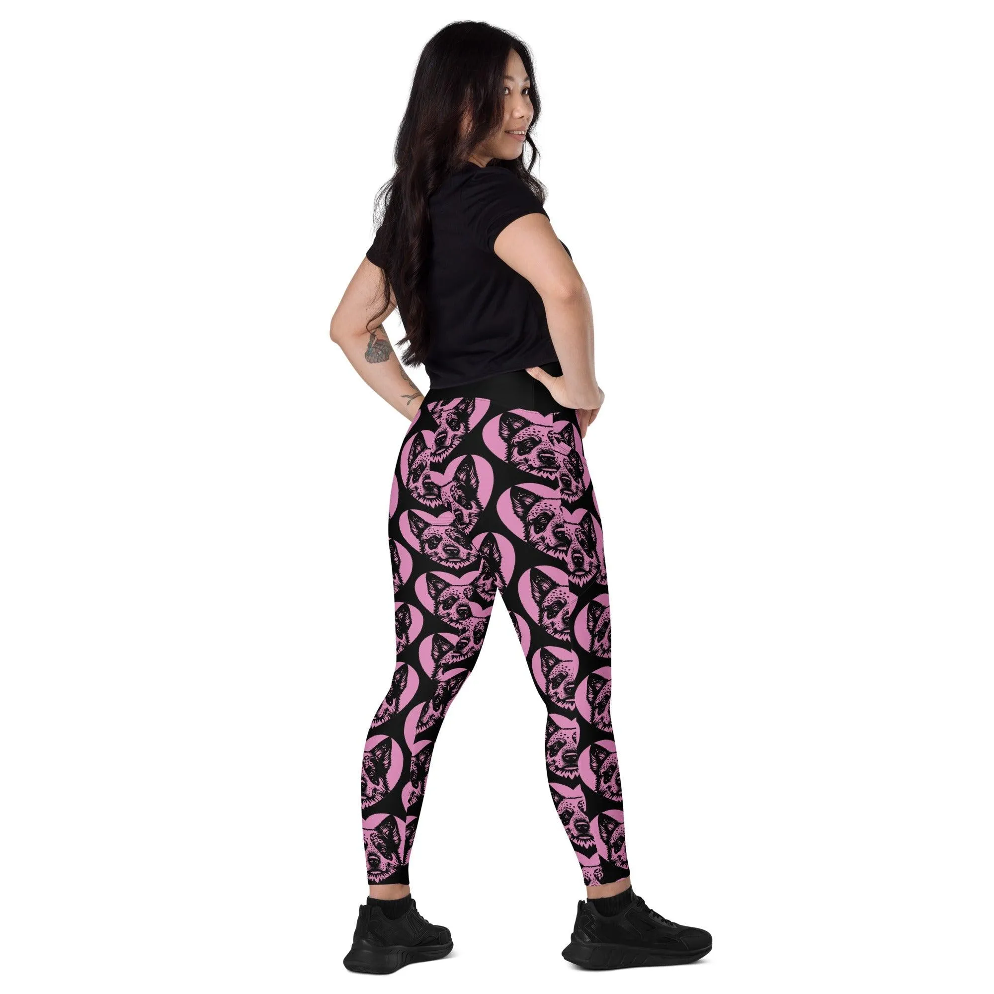 DOG BREED LEGGINGS with pockets - AUSTRALIAN CATTLE DOG - HERTTAHOUND - pink