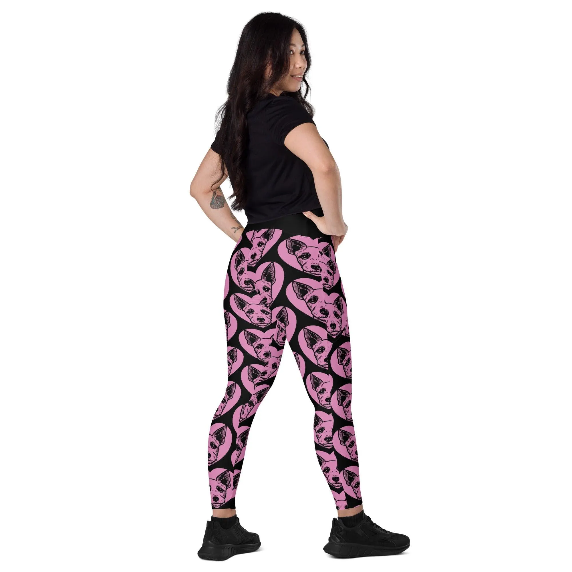 DOG BREED LEGGINGS with pockets - BRAZILIAN TERRIER - HERTTAHOUND - pink