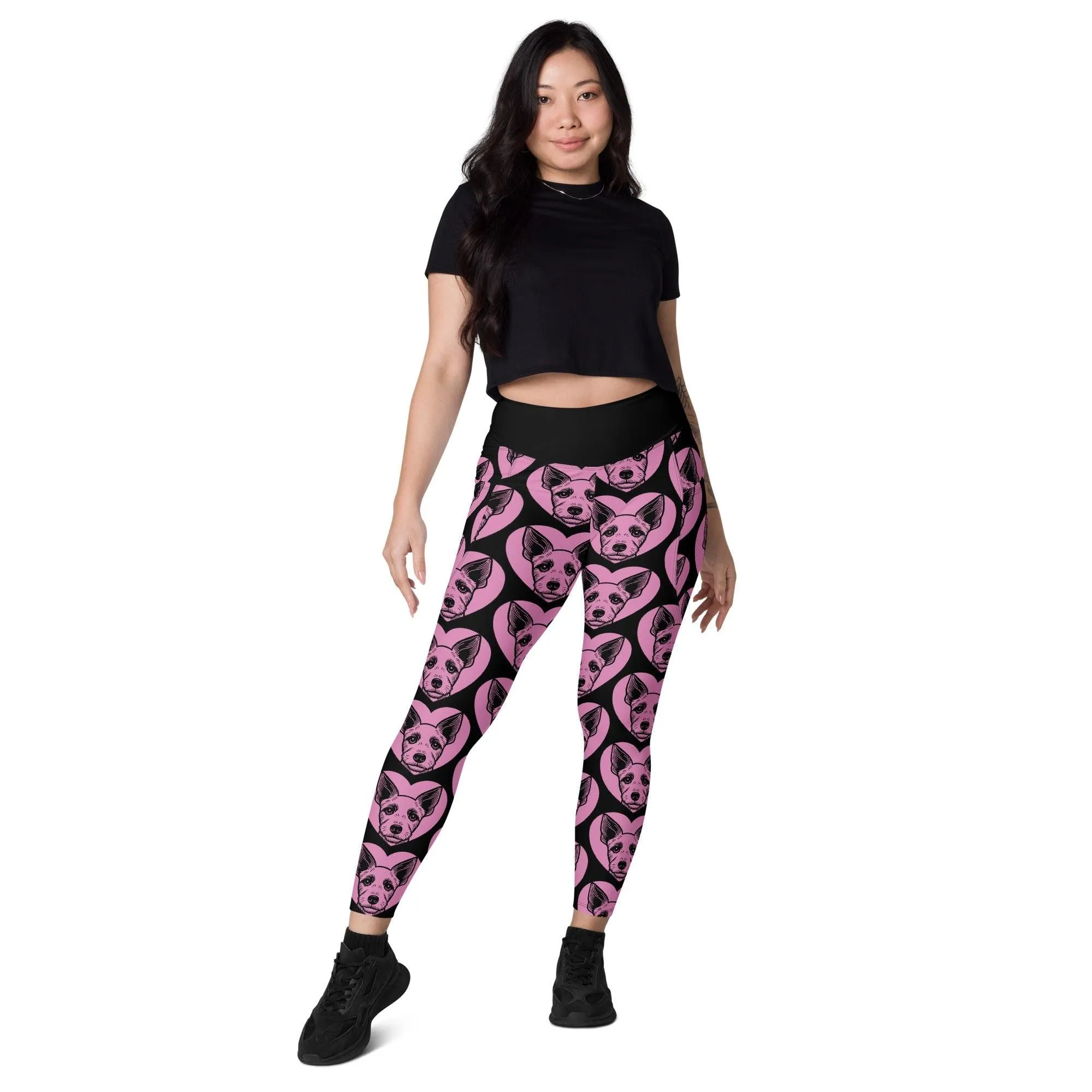 DOG BREED LEGGINGS with pockets - BRAZILIAN TERRIER - HERTTAHOUND - pink