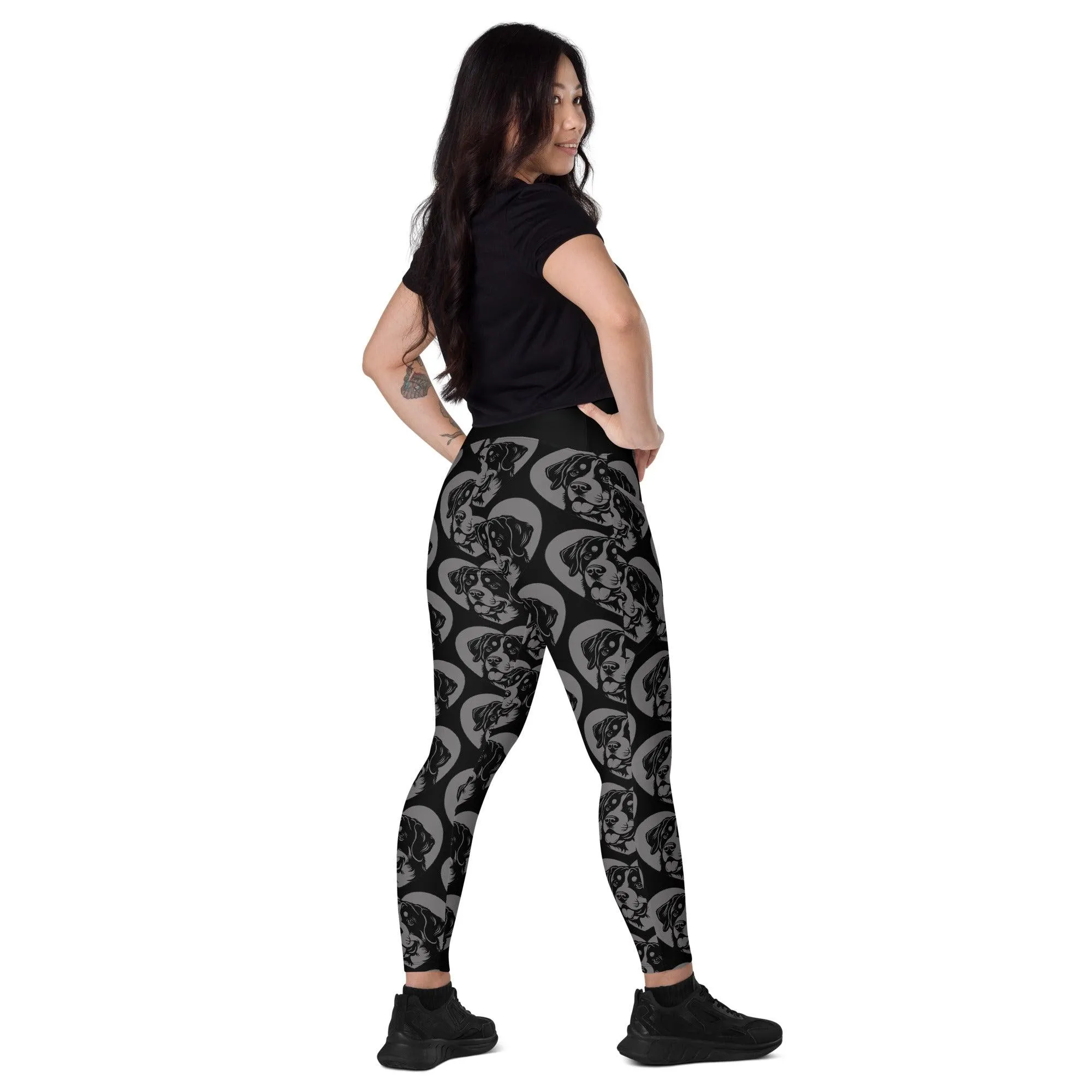 DOG BREED LEGGINGS with pockets - GREATER SWISS MOUNTAIN DOG - HERTTAHOUND - grey