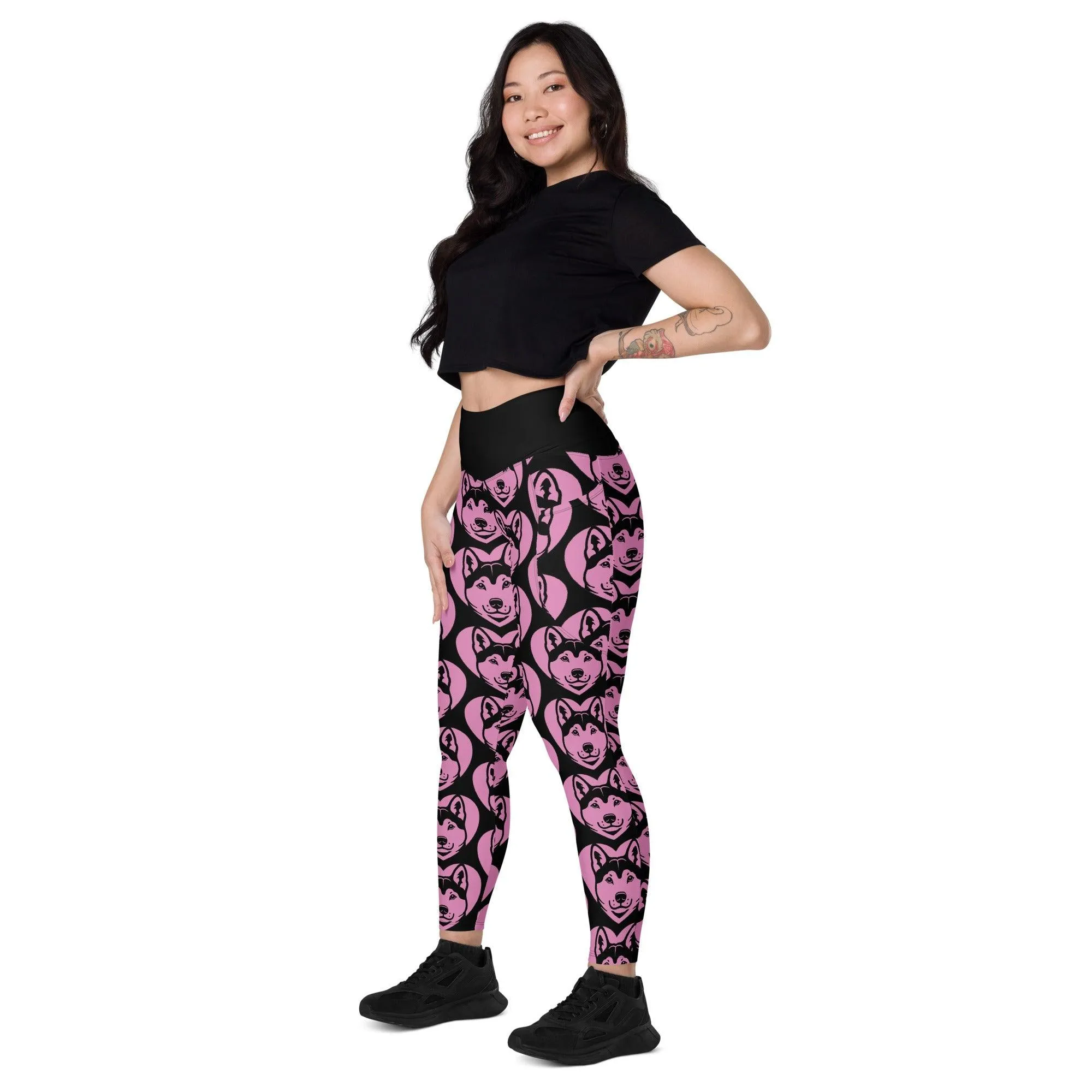 DOG BREED LEGGINGS with pockets - KISHU - HERTTAHOUND - pink