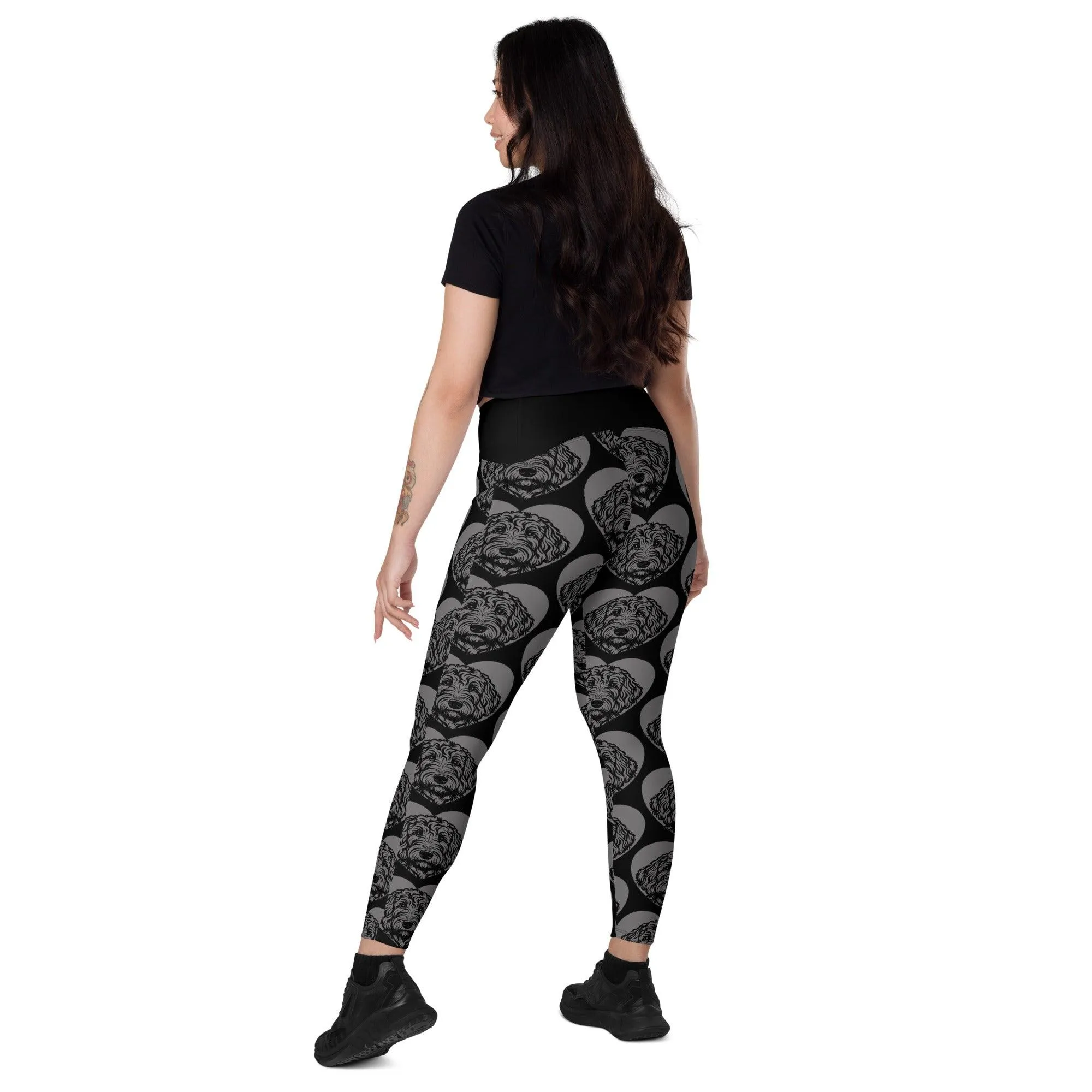 DOG BREED LEGGINGS with pockets - LABRADOODLE - HERTTAHOUND - grey