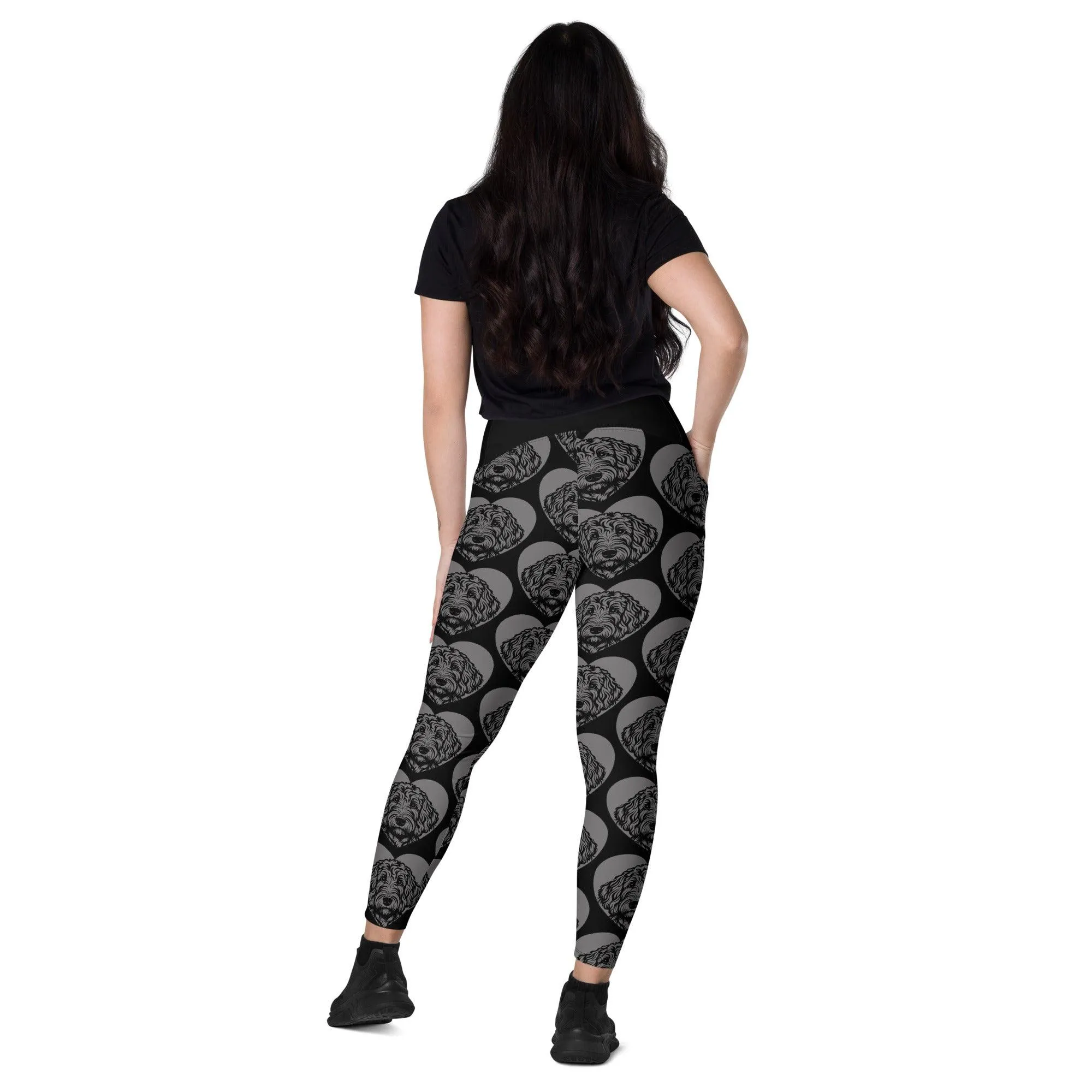 DOG BREED LEGGINGS with pockets - LABRADOODLE - HERTTAHOUND - grey