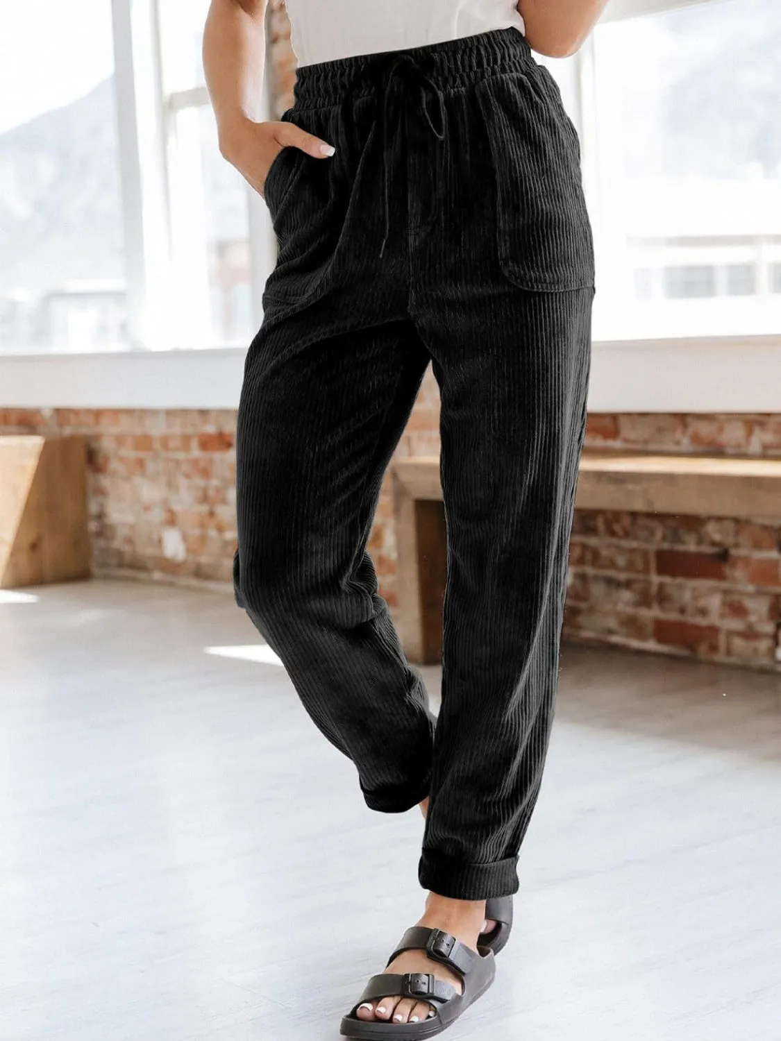 Drawstring Pants with Pockets