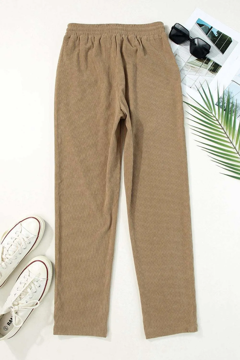 Drawstring Straight Pants with Pockets