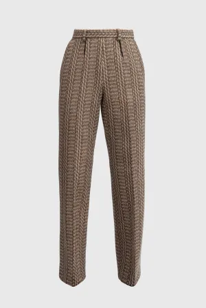 Earth-tone Long Herringbone Trousers