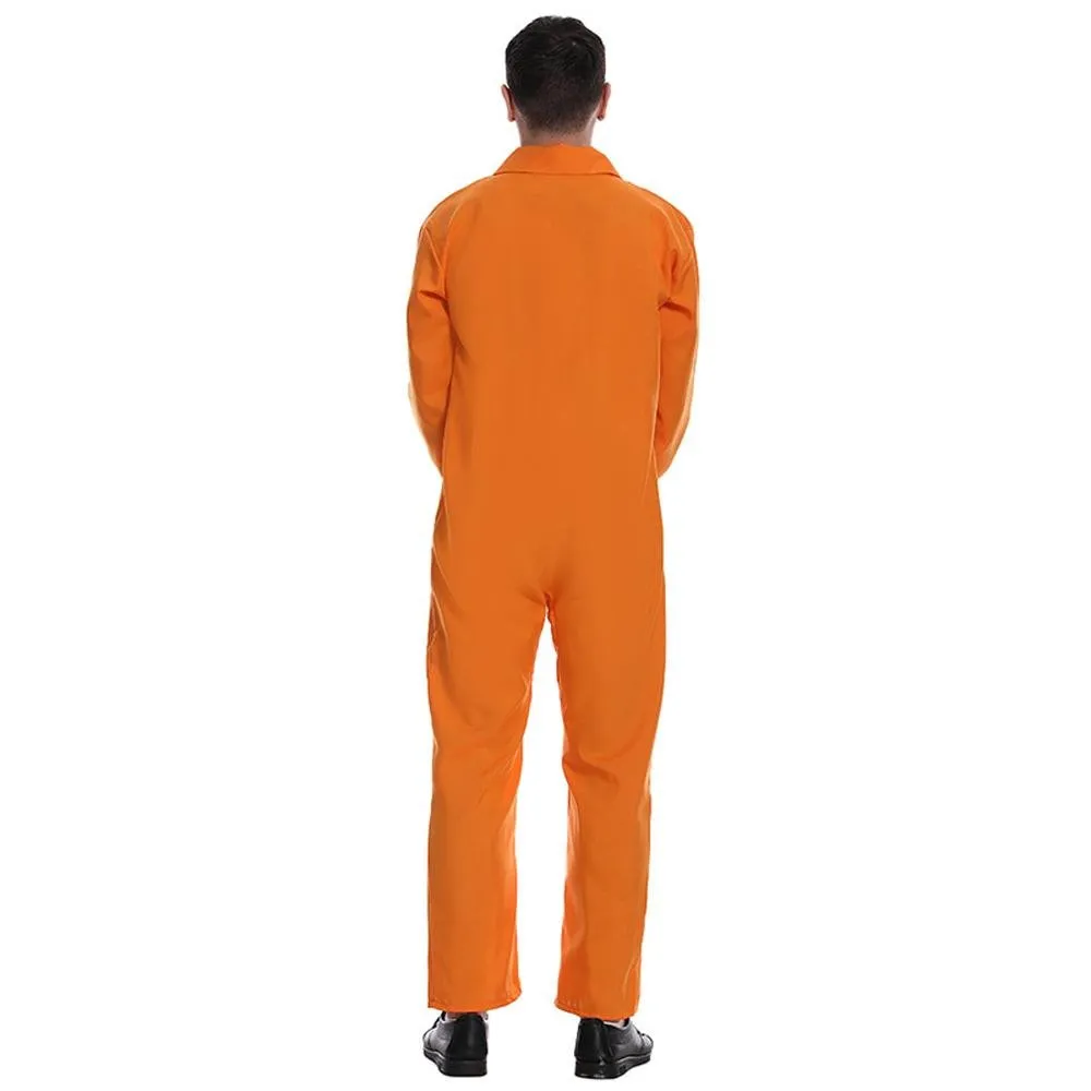 Escaped Prisoner Costume Cosplay Party Jumpsuit Uniform Suit Halloween For Men Women