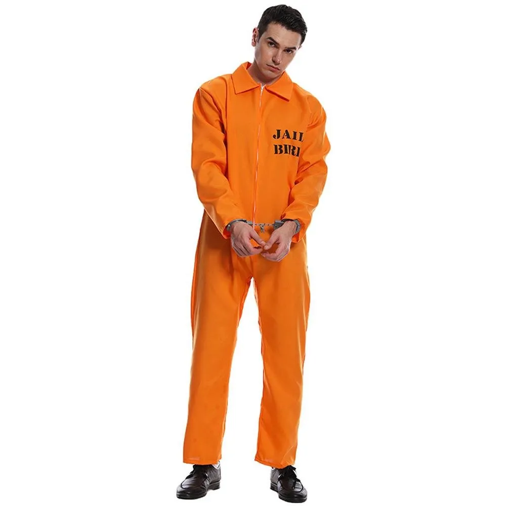 Escaped Prisoner Costume Cosplay Party Jumpsuit Uniform Suit Halloween For Men Women