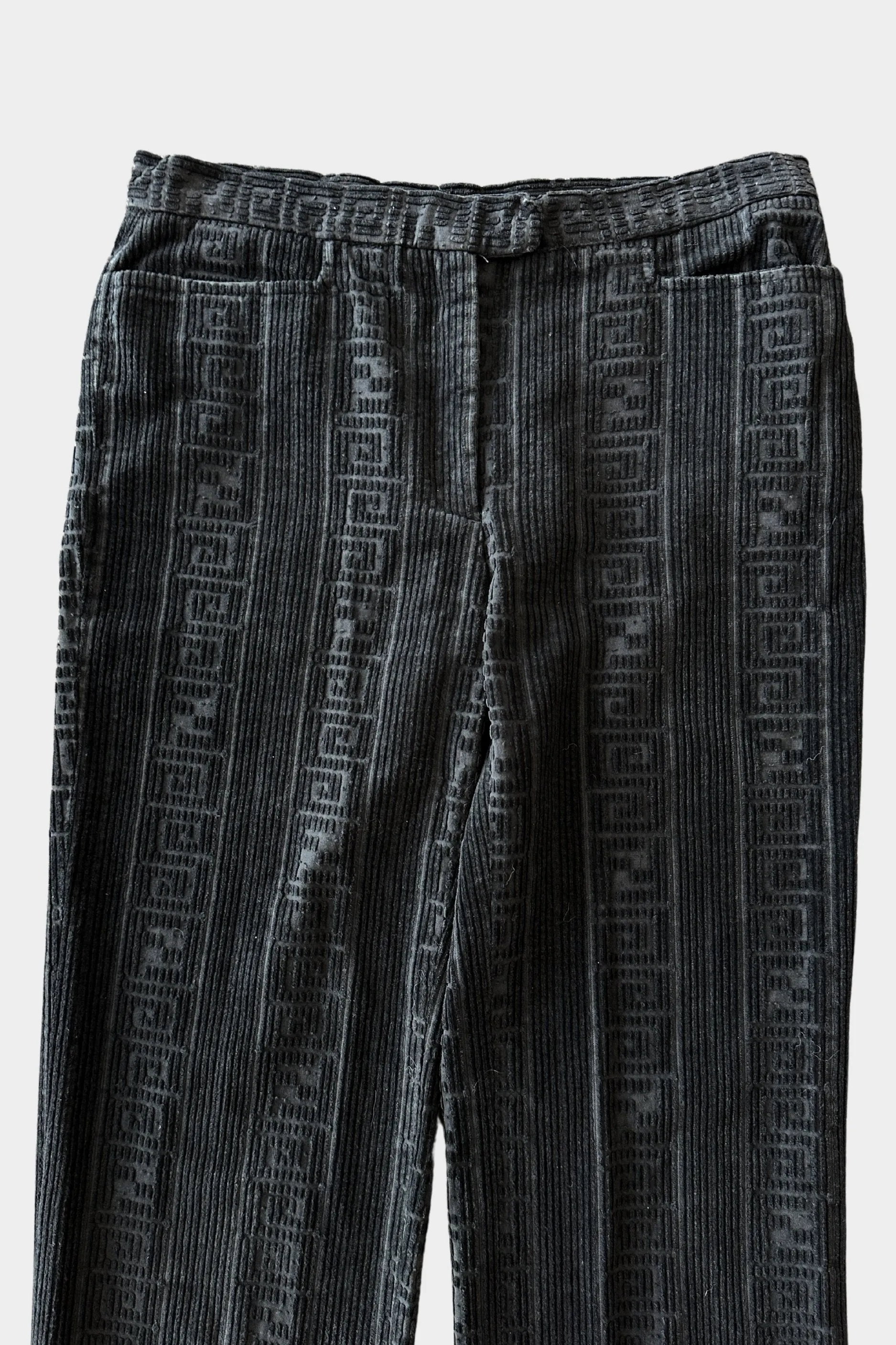 Fendi Zucca Print Deboss Velvet Black Trousers