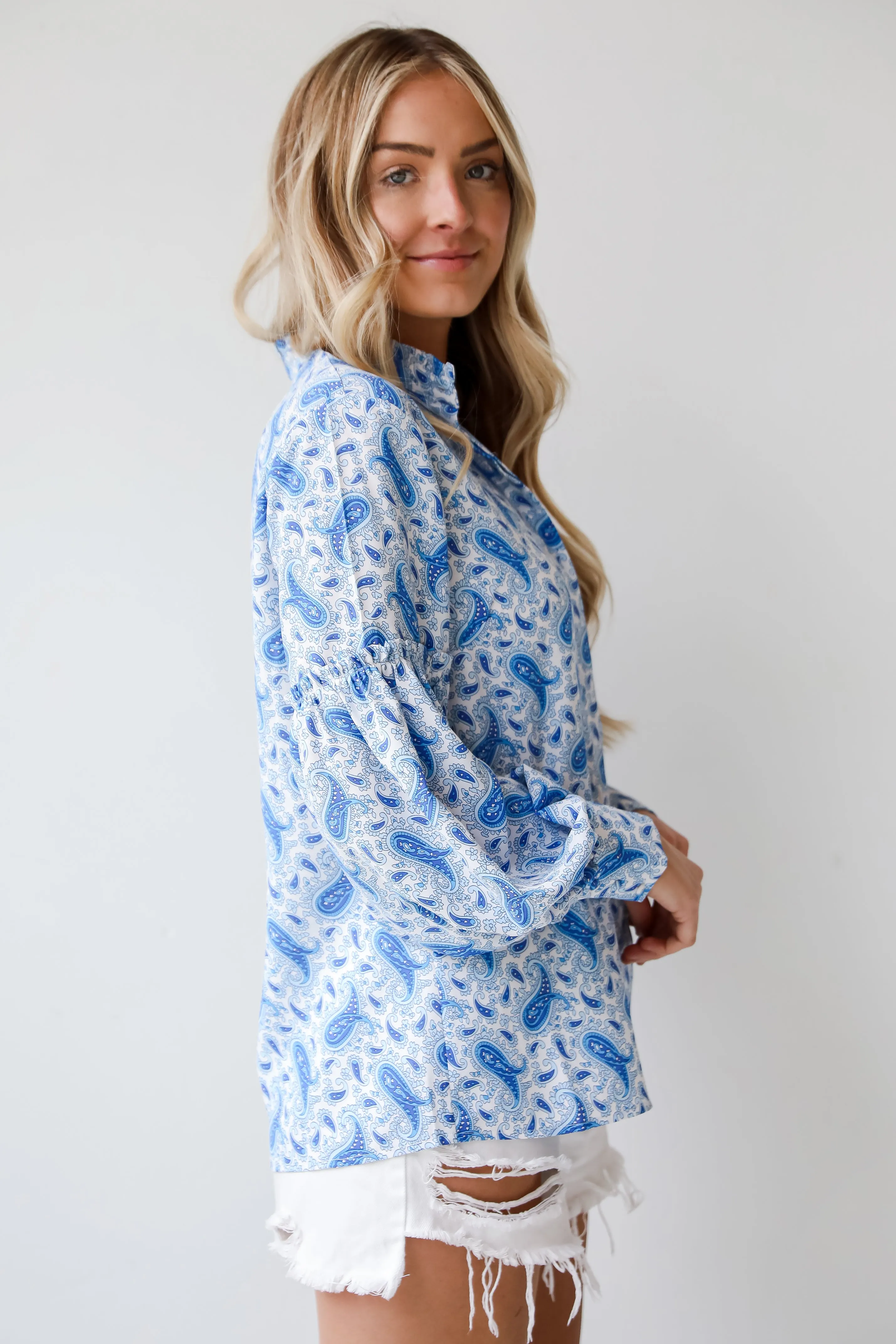 FINAL SALE - Truly Delightful Blue Paisley Blouse