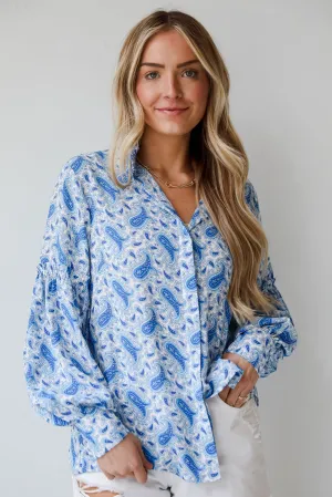 FINAL SALE - Truly Delightful Blue Paisley Blouse