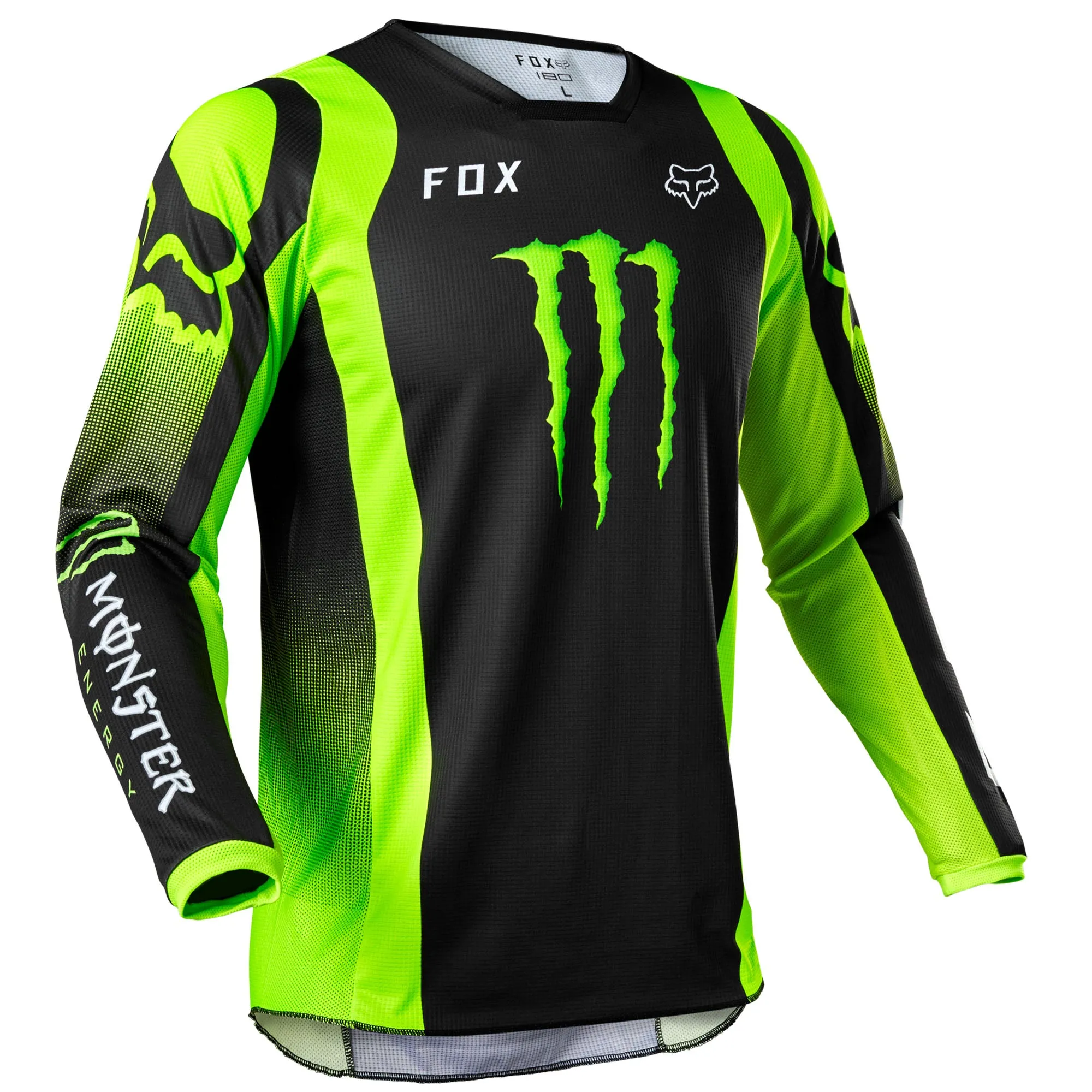 Fox Racing  Mens 180 Monster Jersey Long Sleeve Moisture Wicking MotoX Gear Black