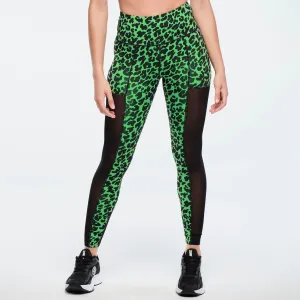 Funscape High Waisted Mesh Ankle Leggings - Kelly Green