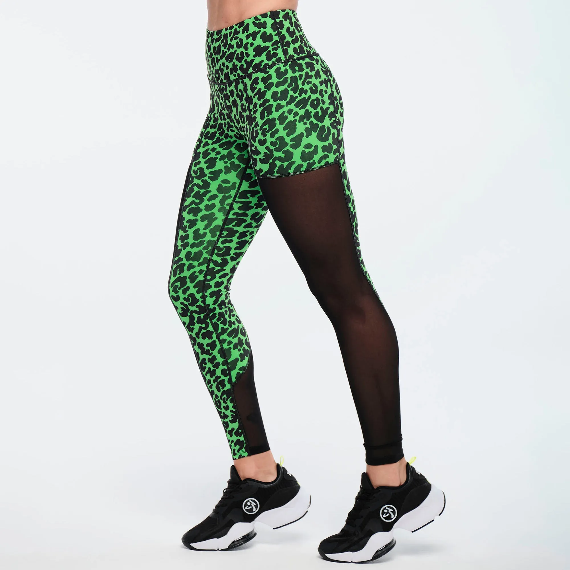 Funscape High Waisted Mesh Ankle Leggings - Kelly Green