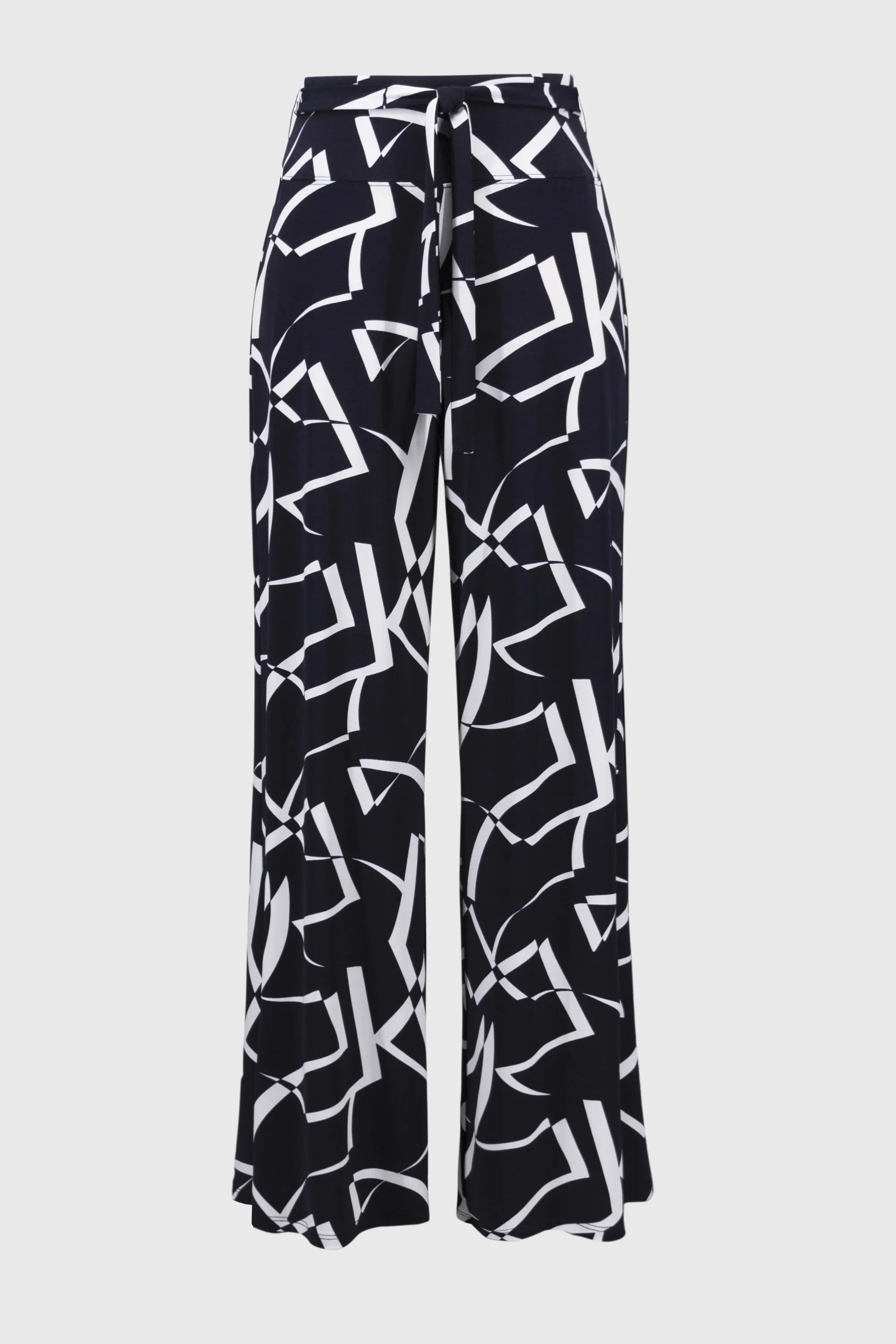 Geometric Print Wide Leg Navy/White Jersey Trousers <span>251216<span>