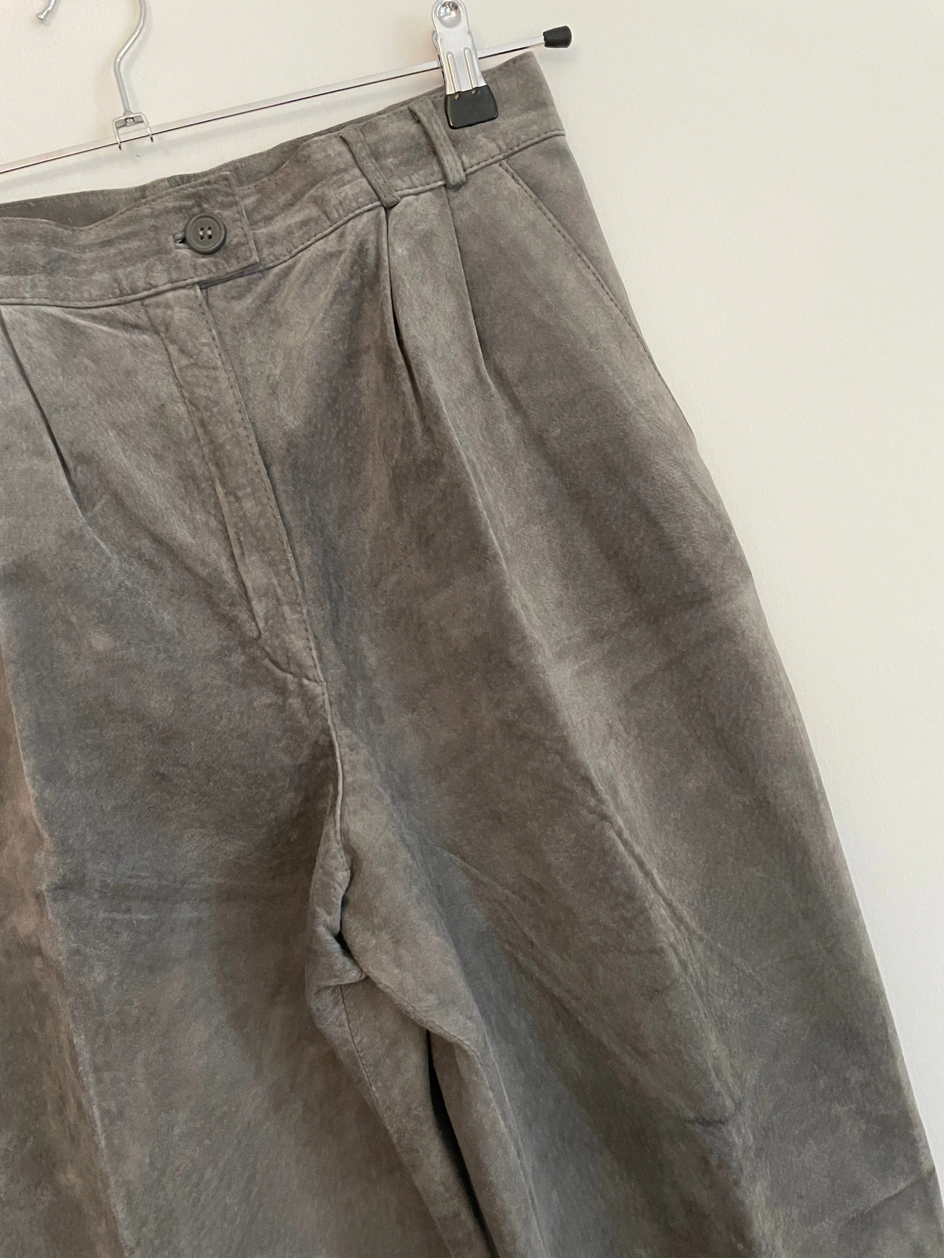 Grey Suede High Waist Trousers