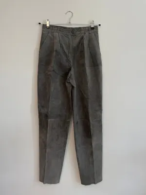 Grey Suede High Waist Trousers