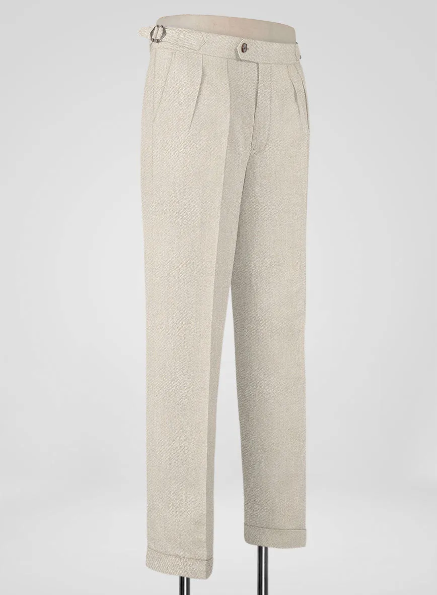 Heavy Linen Beige Highland Trousers