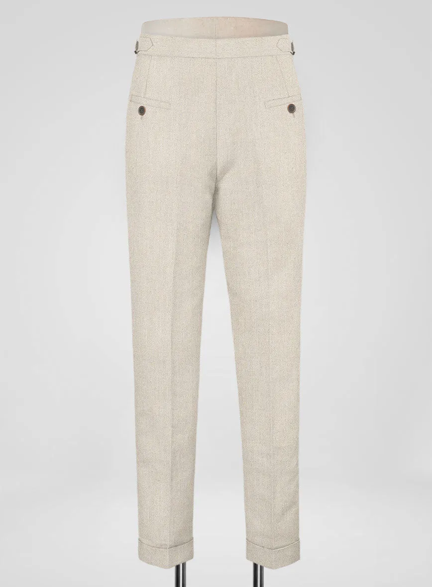 Heavy Linen Beige Highland Trousers