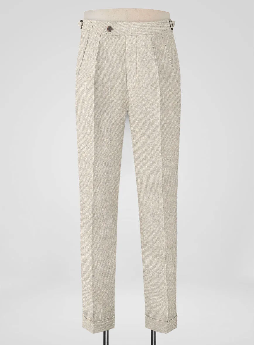 Heavy Linen Beige Highland Trousers