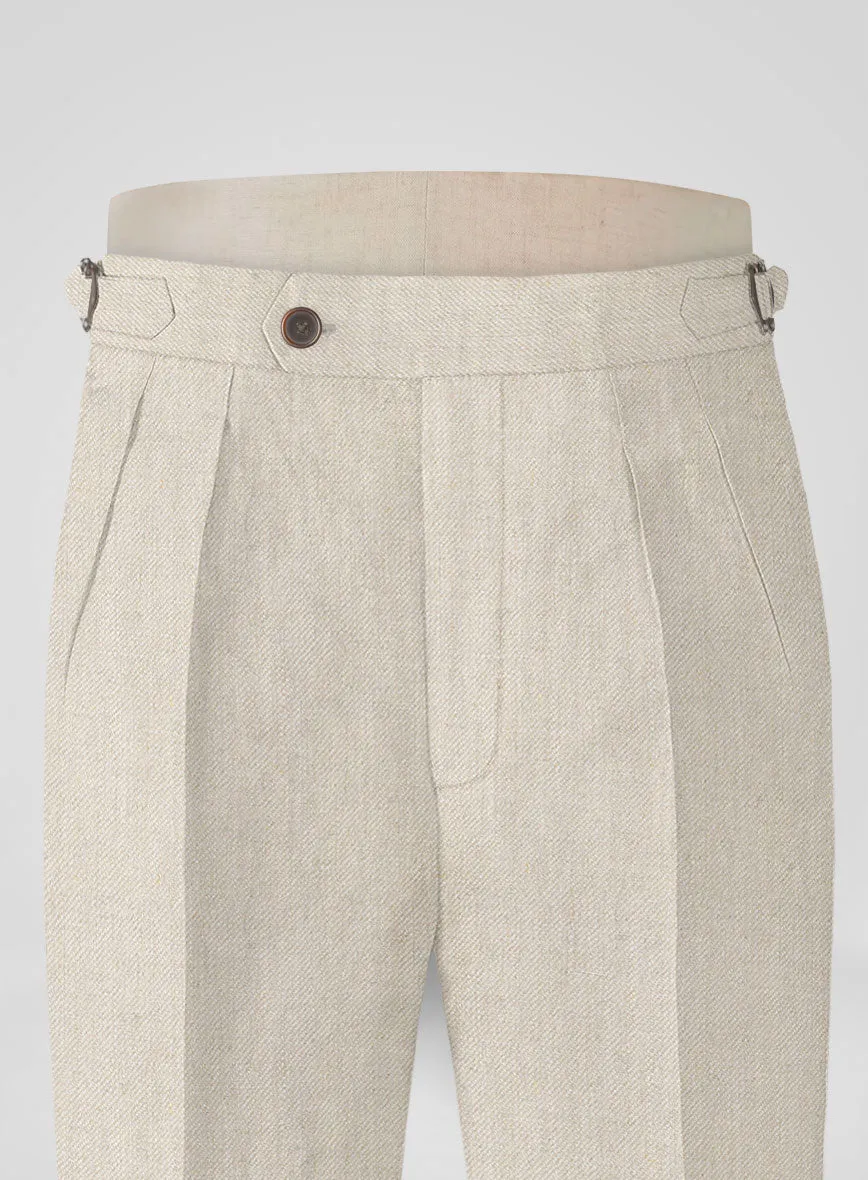 Heavy Linen Beige Highland Trousers