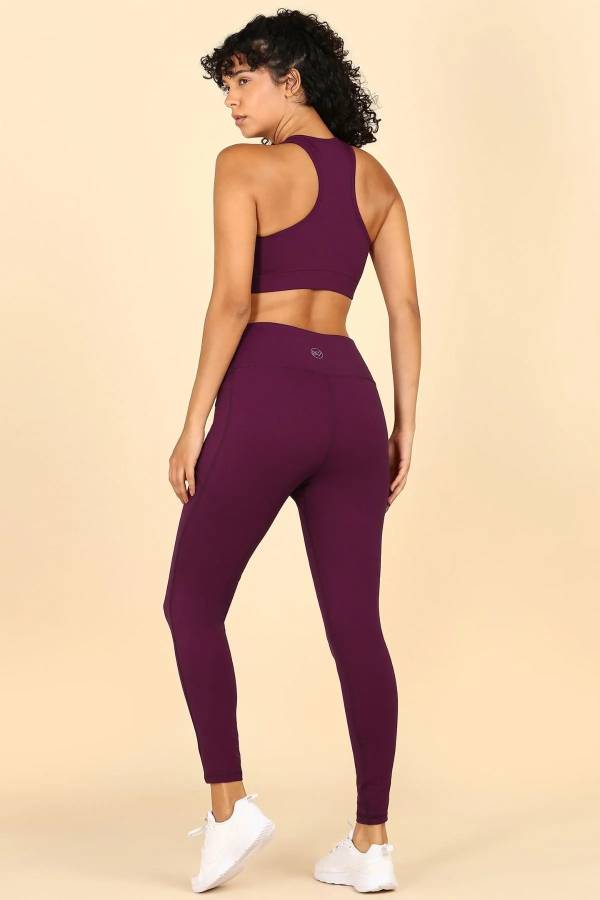 High Waisted Gentle Compression Wine Postpartum Leggings